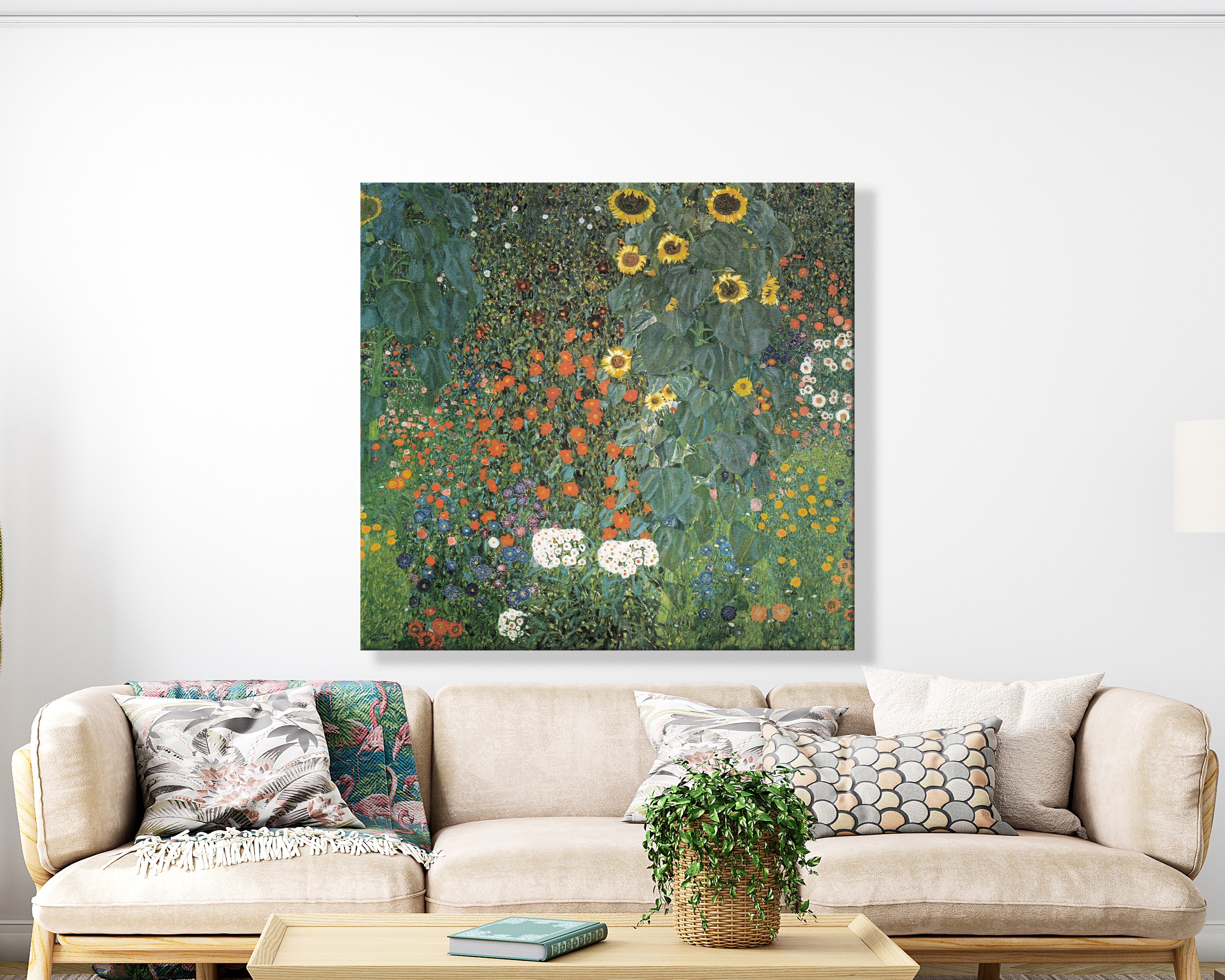 Gustav Klimt Farm Garden with Sunflowers Kanvas Tablo – Ayçiçekli Çiçek Bahçesi