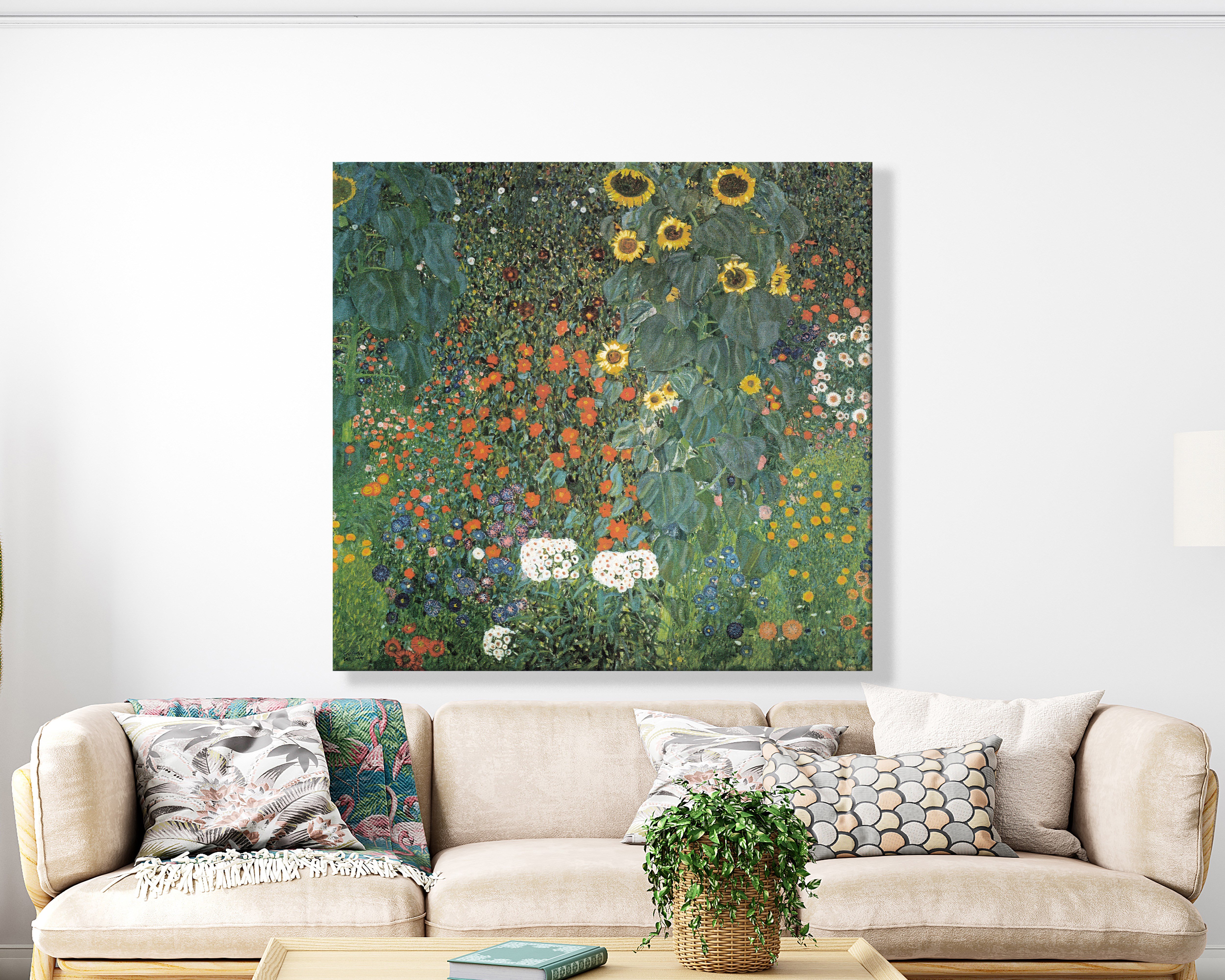 Gustav Klimt Farm Garden with Sunflowers Kanvas Tablo – Ayçiçekli Çiçek Bahçesi