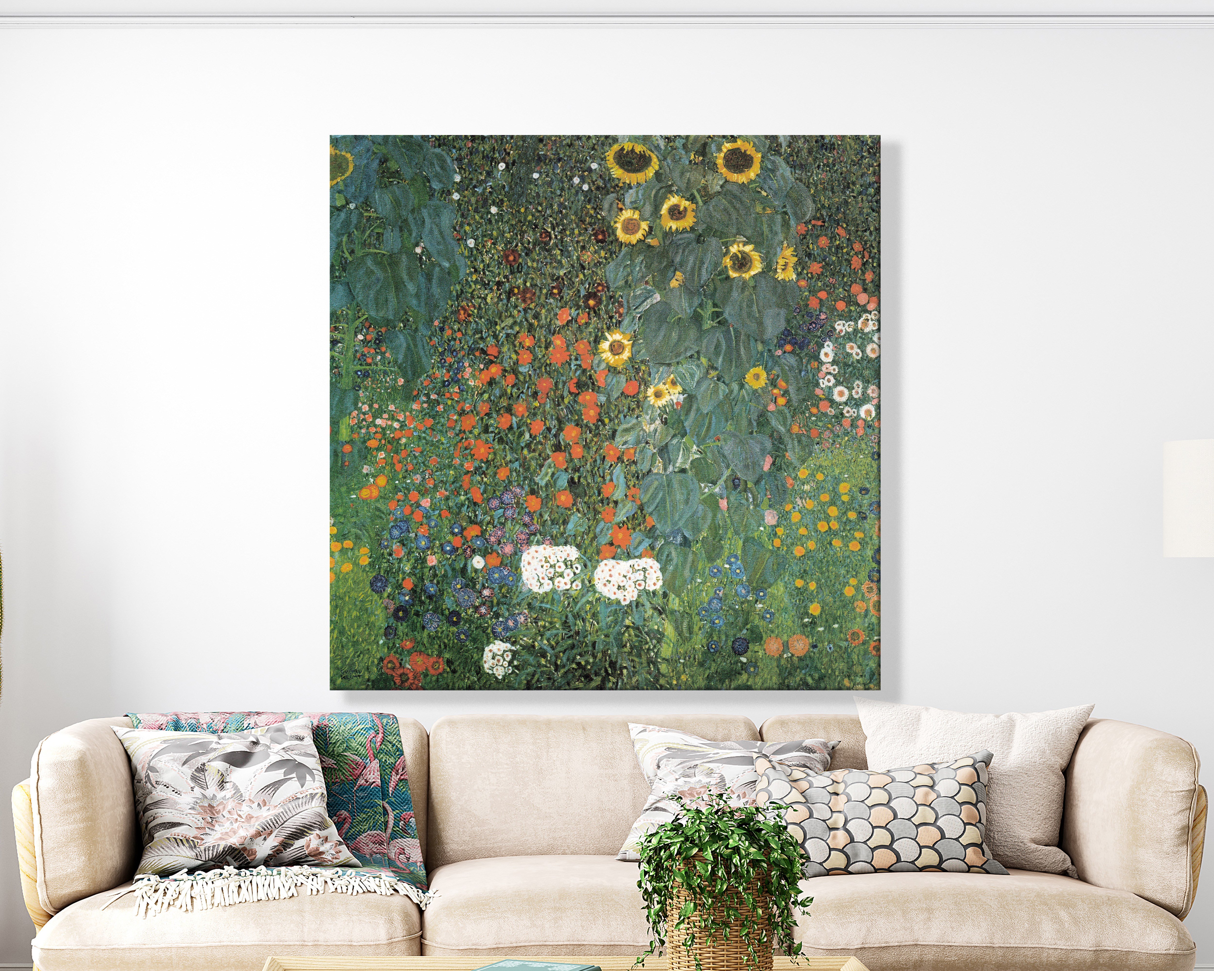 Gustav Klimt Farm Garden with Sunflowers Kanvas Tablo – Ayçiçekli Çiçek Bahçesi