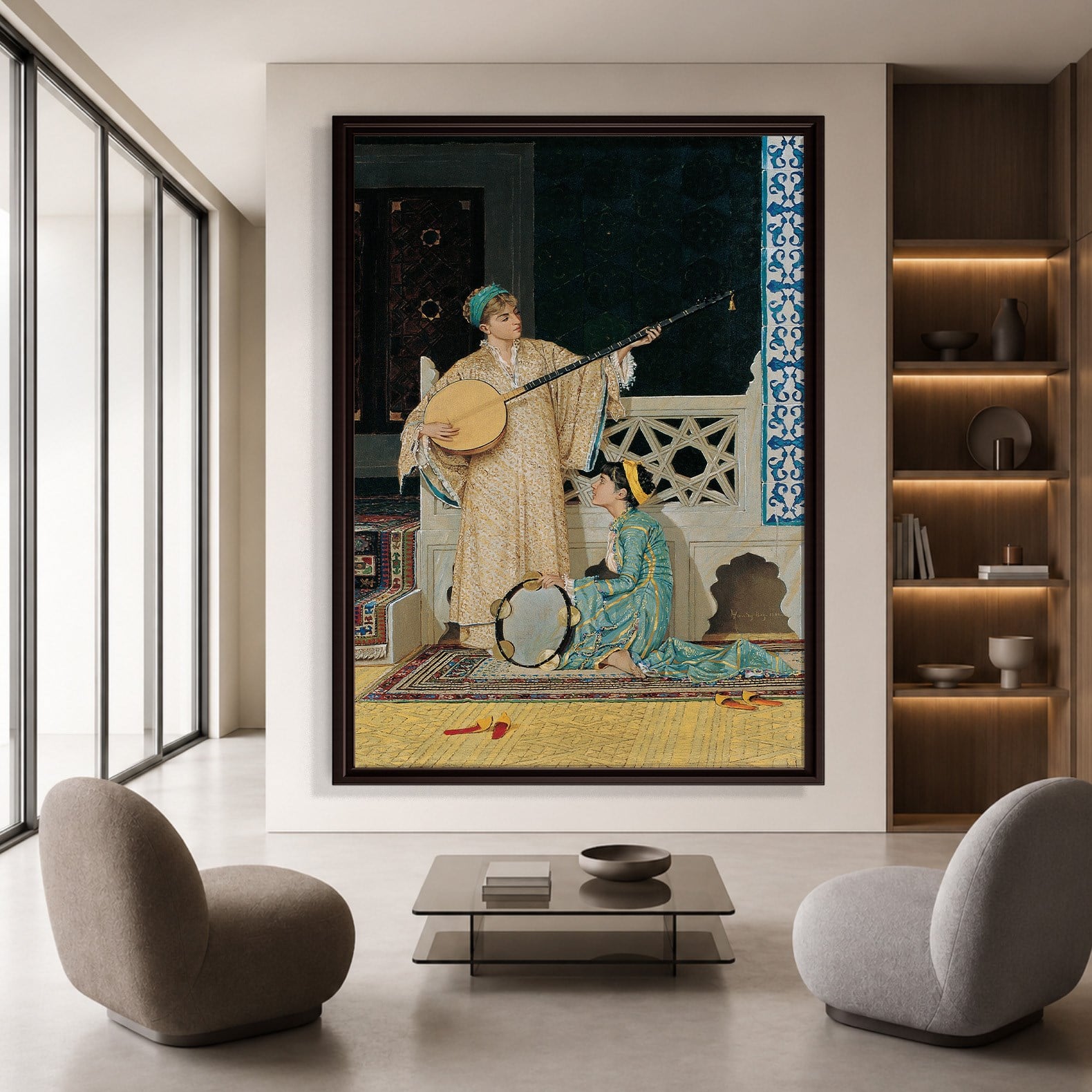 İki Müzisyen Kız Kanvas Tablo – Osman Hamdi Bey Two Musician Girls Klasik Sanat Eseri