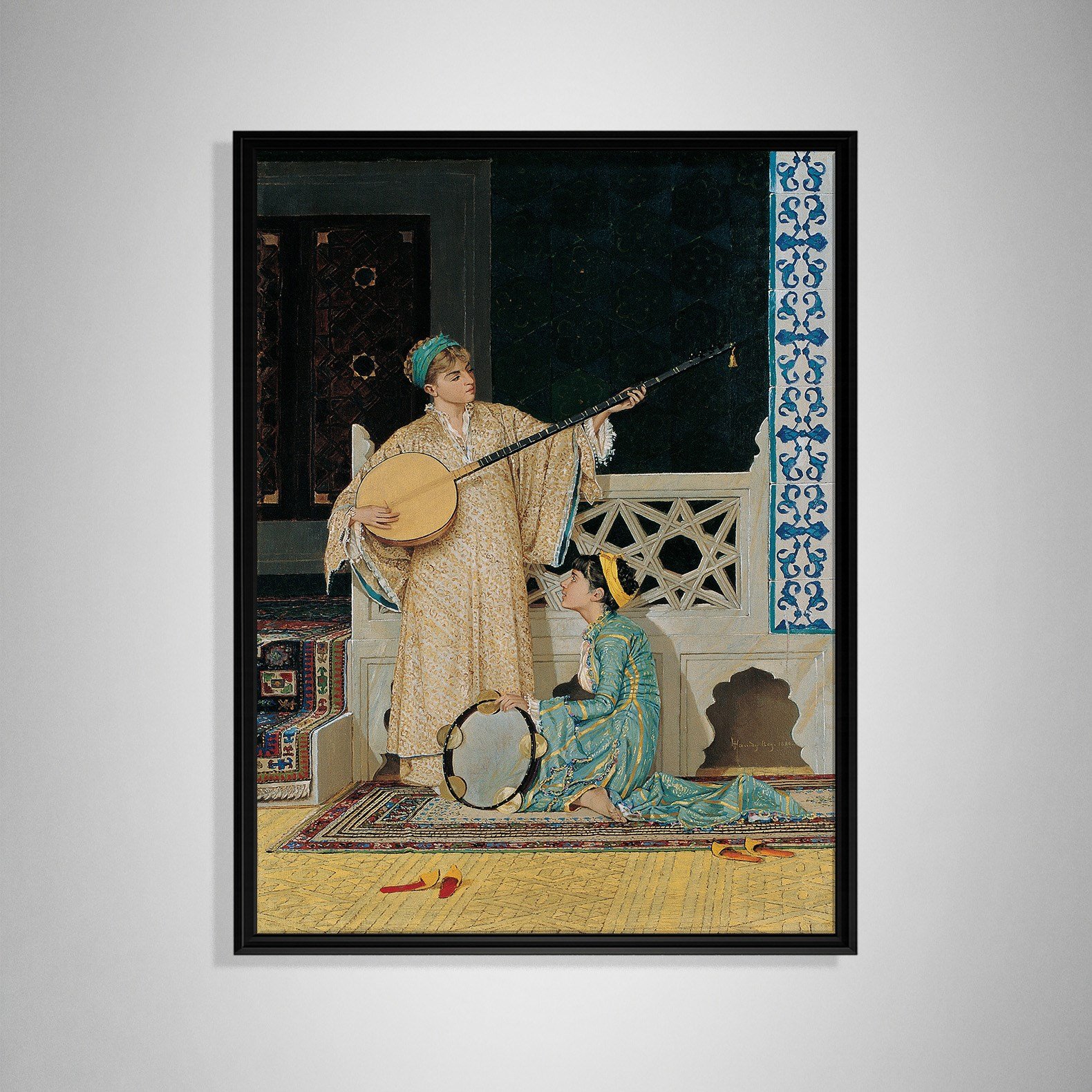 İki Müzisyen Kız Kanvas Tablo – Osman Hamdi Bey Two Musician Girls Klasik Sanat Eseri