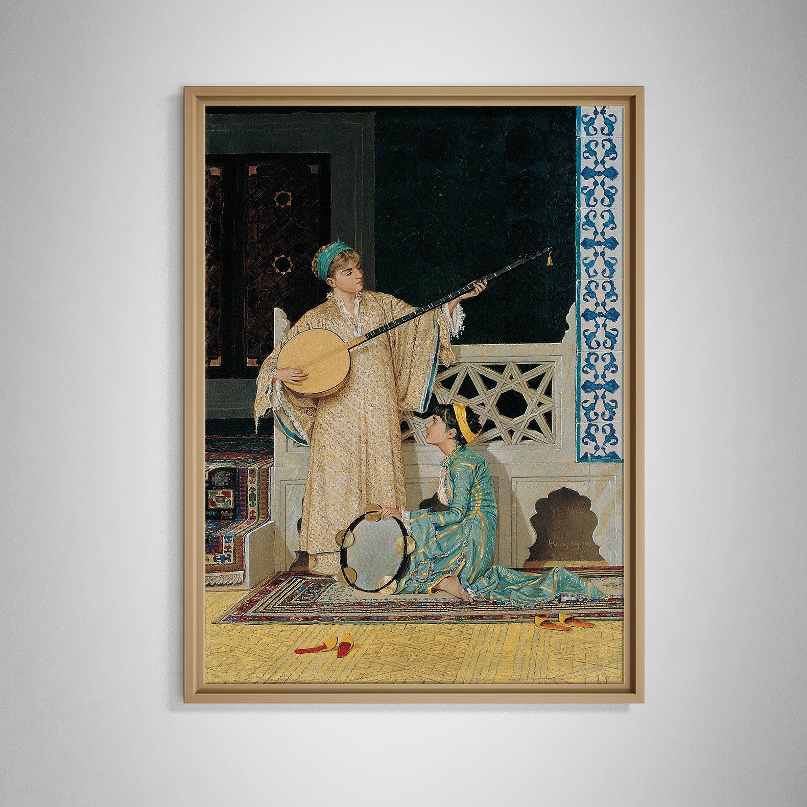 İki Müzisyen Kız Kanvas Tablo – Osman Hamdi Bey Two Musician Girls Klasik Sanat Eseri
