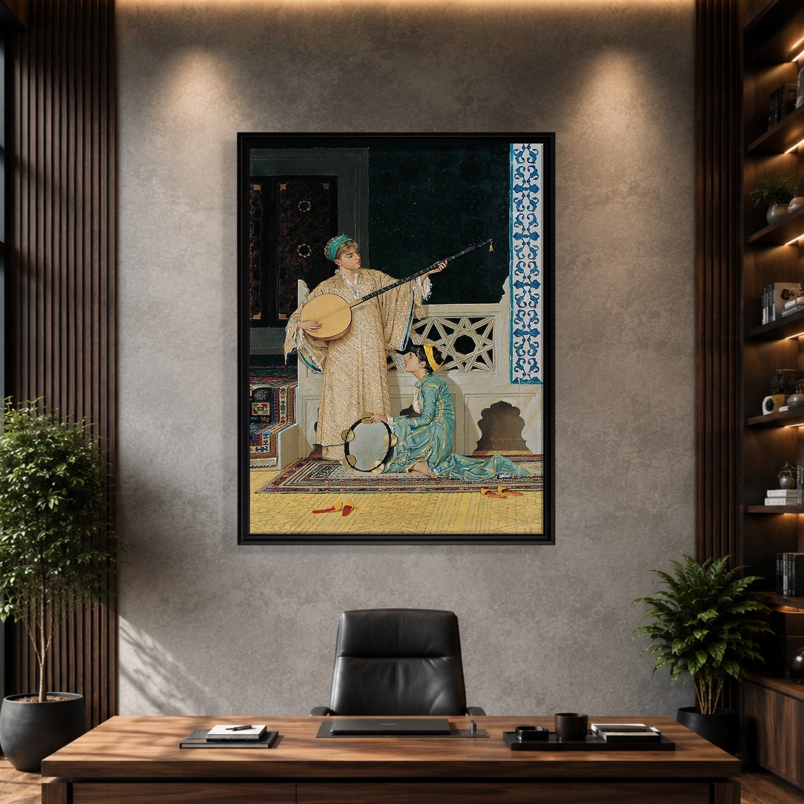 İki Müzisyen Kız Kanvas Tablo – Osman Hamdi Bey Two Musician Girls Klasik Sanat Eseri