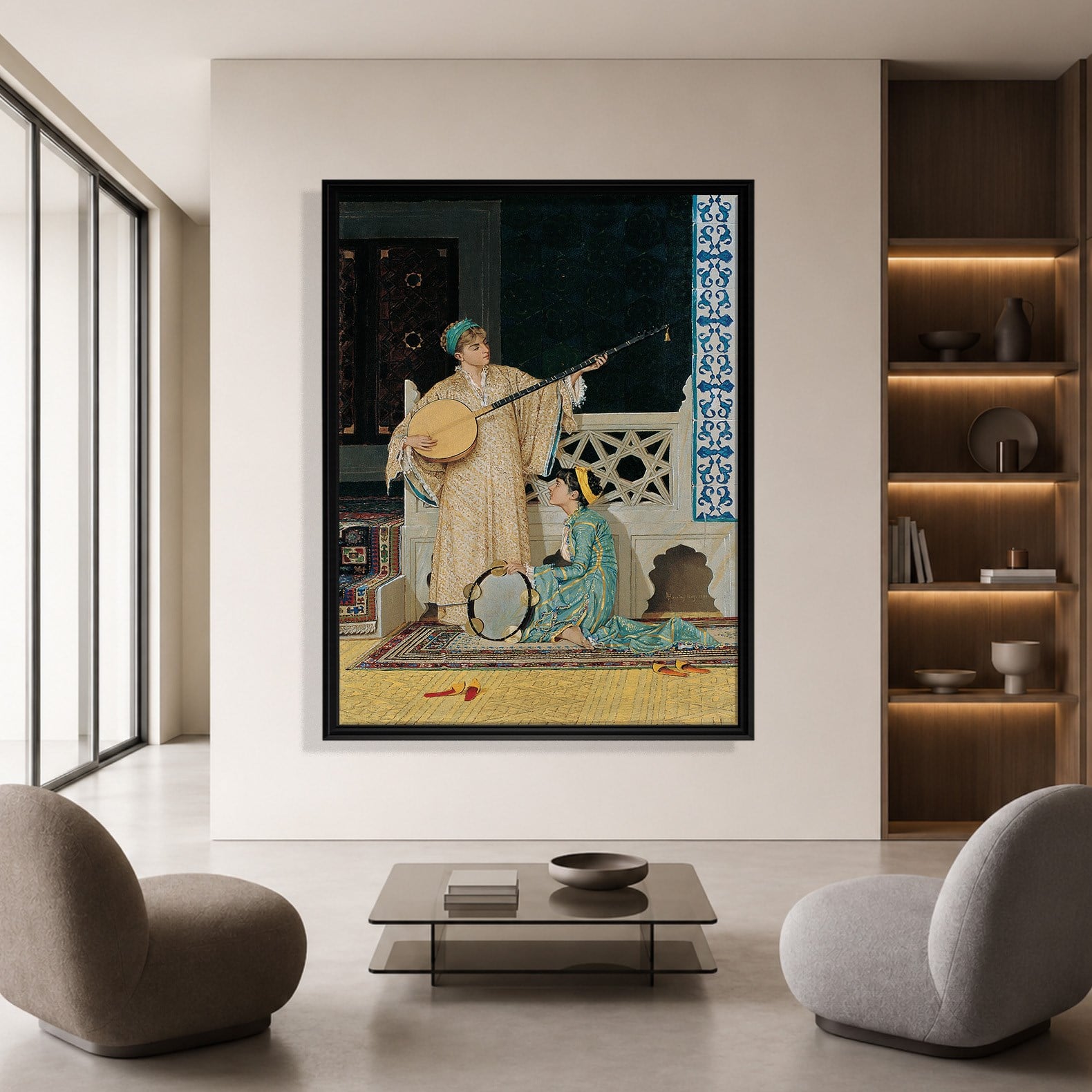 İki Müzisyen Kız Kanvas Tablo – Osman Hamdi Bey Two Musician Girls Klasik Sanat Eseri