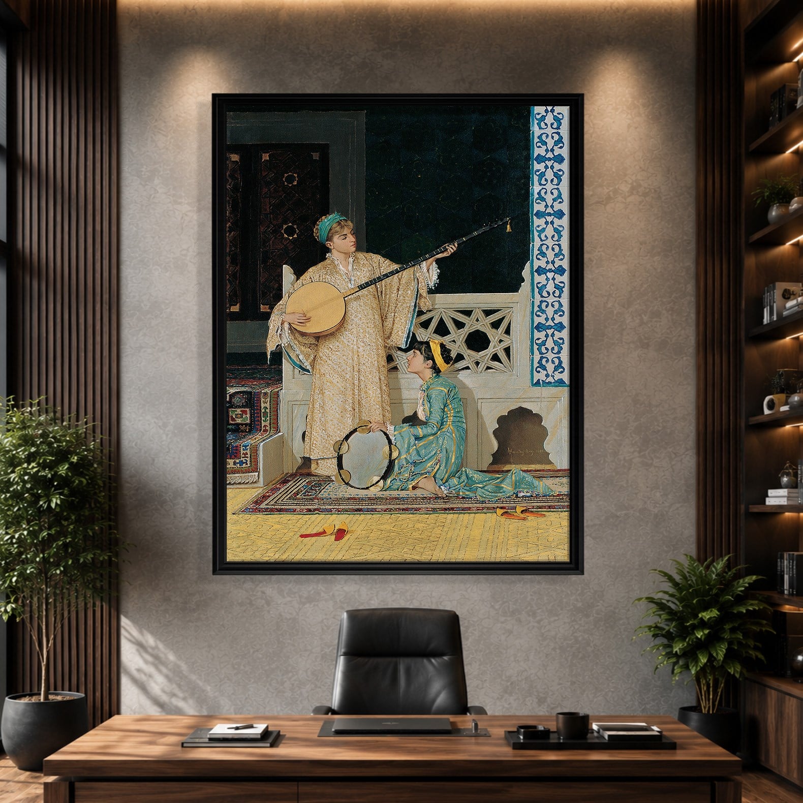 İki Müzisyen Kız Kanvas Tablo – Osman Hamdi Bey Two Musician Girls Klasik Sanat Eseri