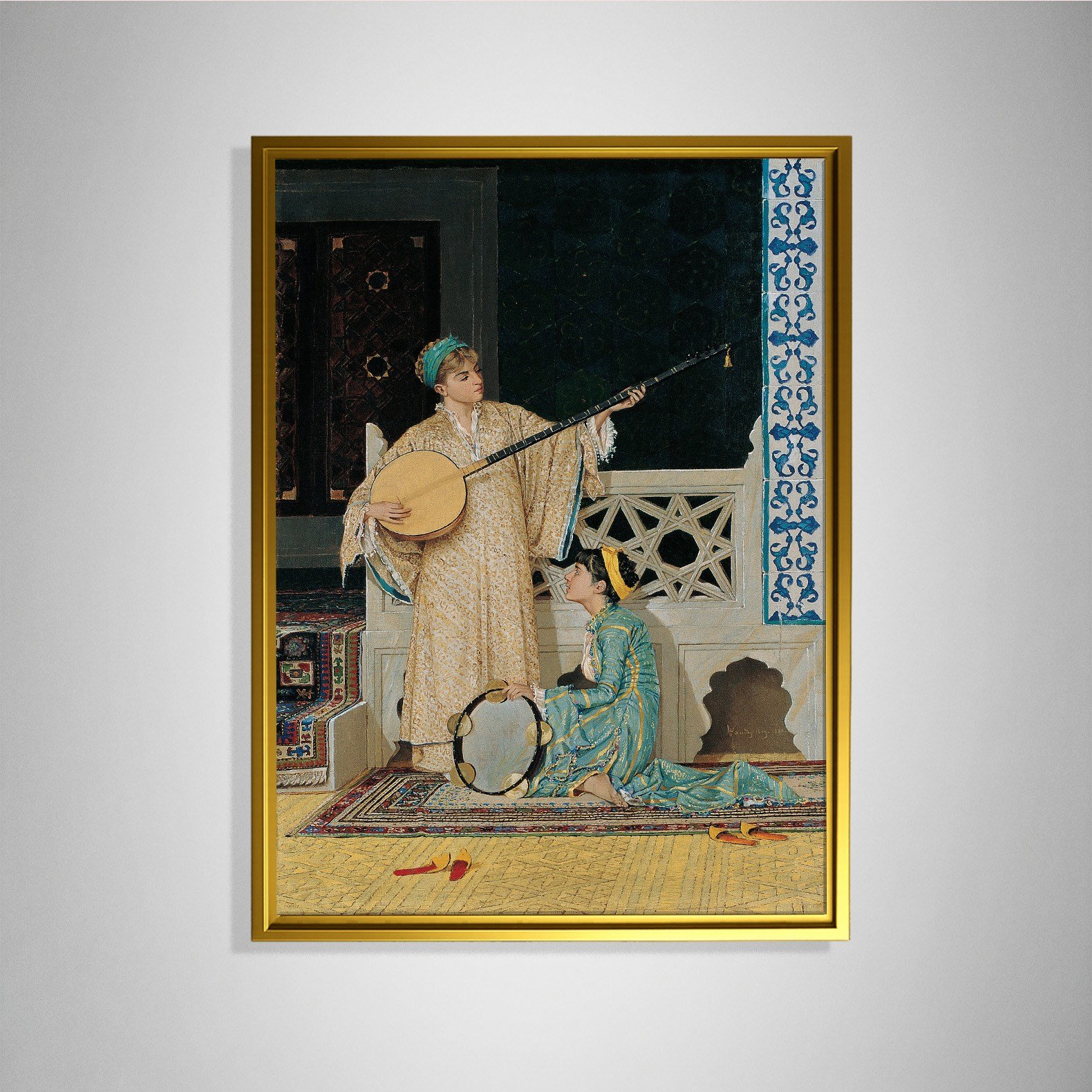 İki Müzisyen Kız Kanvas Tablo – Osman Hamdi Bey Two Musician Girls Klasik Sanat Eseri