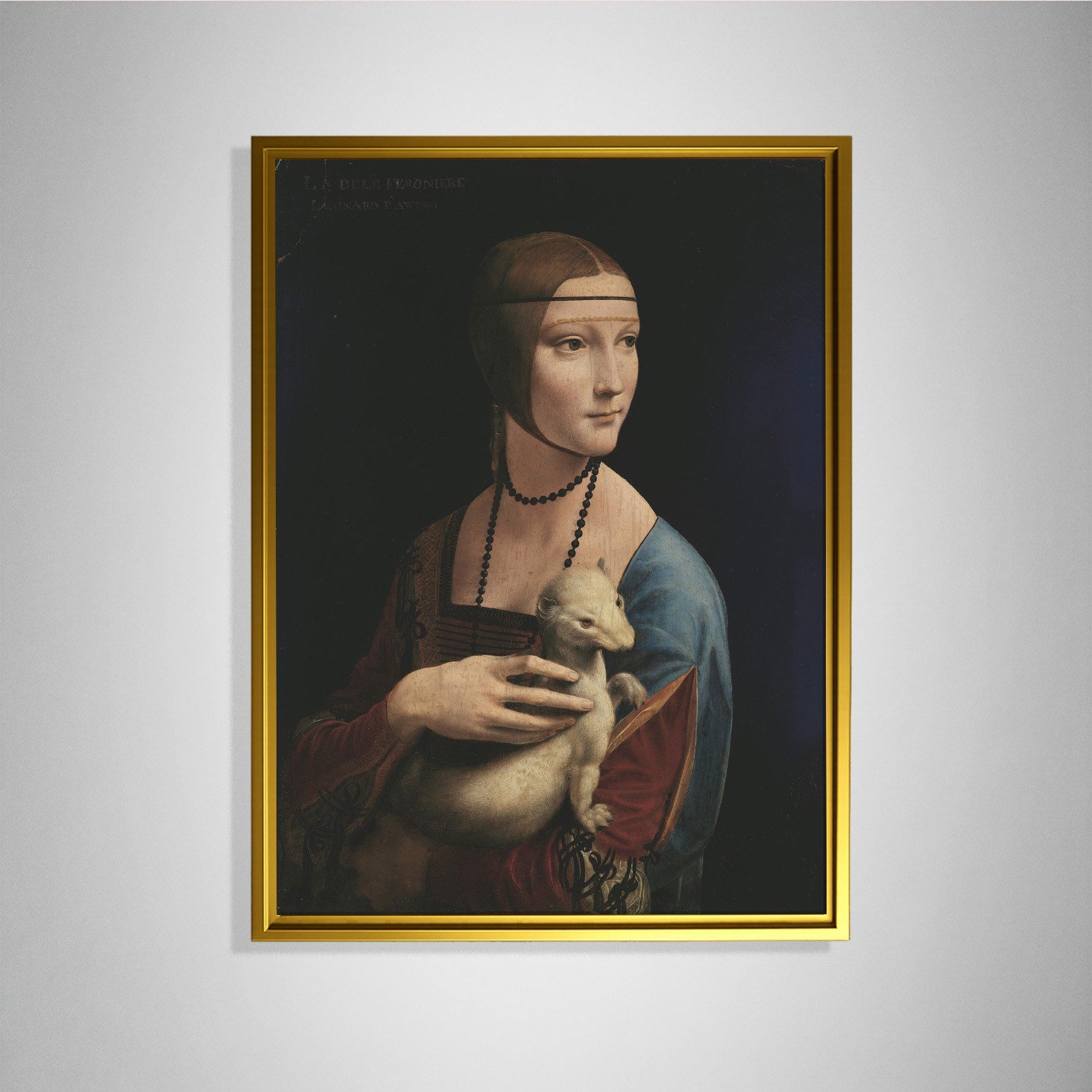 Kakımlı Kadın Kanvas Tablo – Leonardo da Vinci Lady with an Ermine Klasik Sanat Eseri