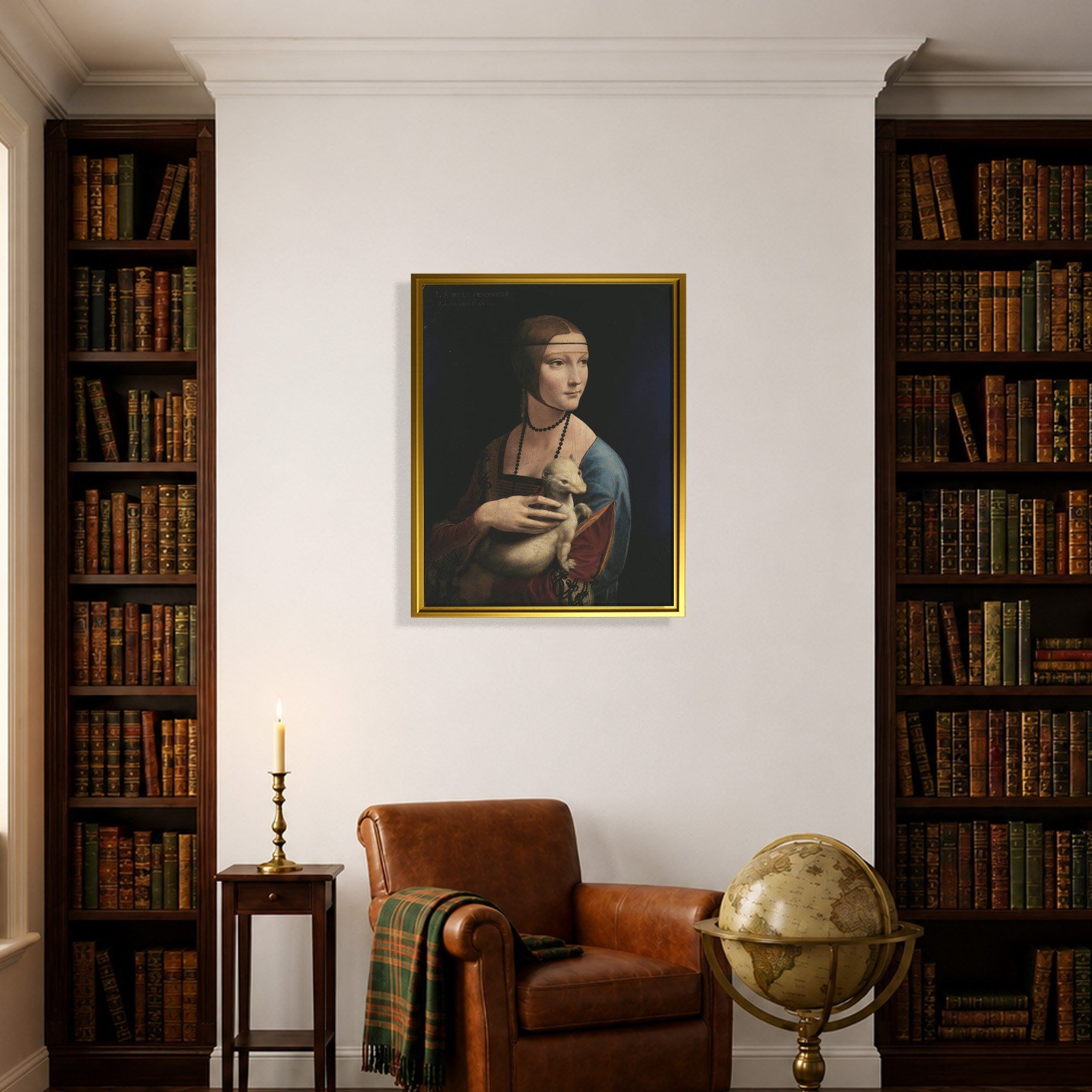 Kakımlı Kadın Kanvas Tablo – Leonardo da Vinci Lady with an Ermine Klasik Sanat Eseri