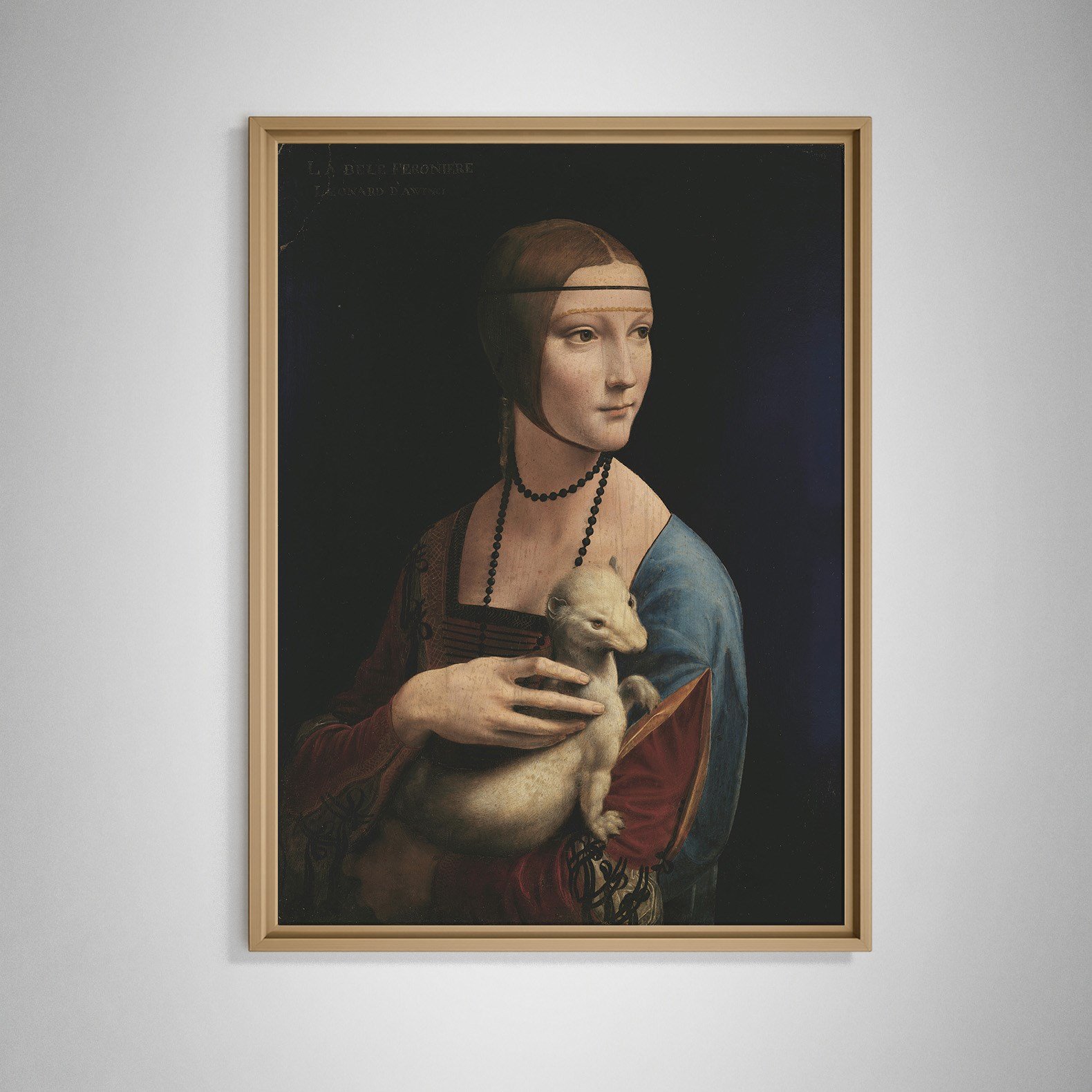 Kakımlı Kadın Kanvas Tablo – Leonardo da Vinci Lady with an Ermine Klasik Sanat Eseri