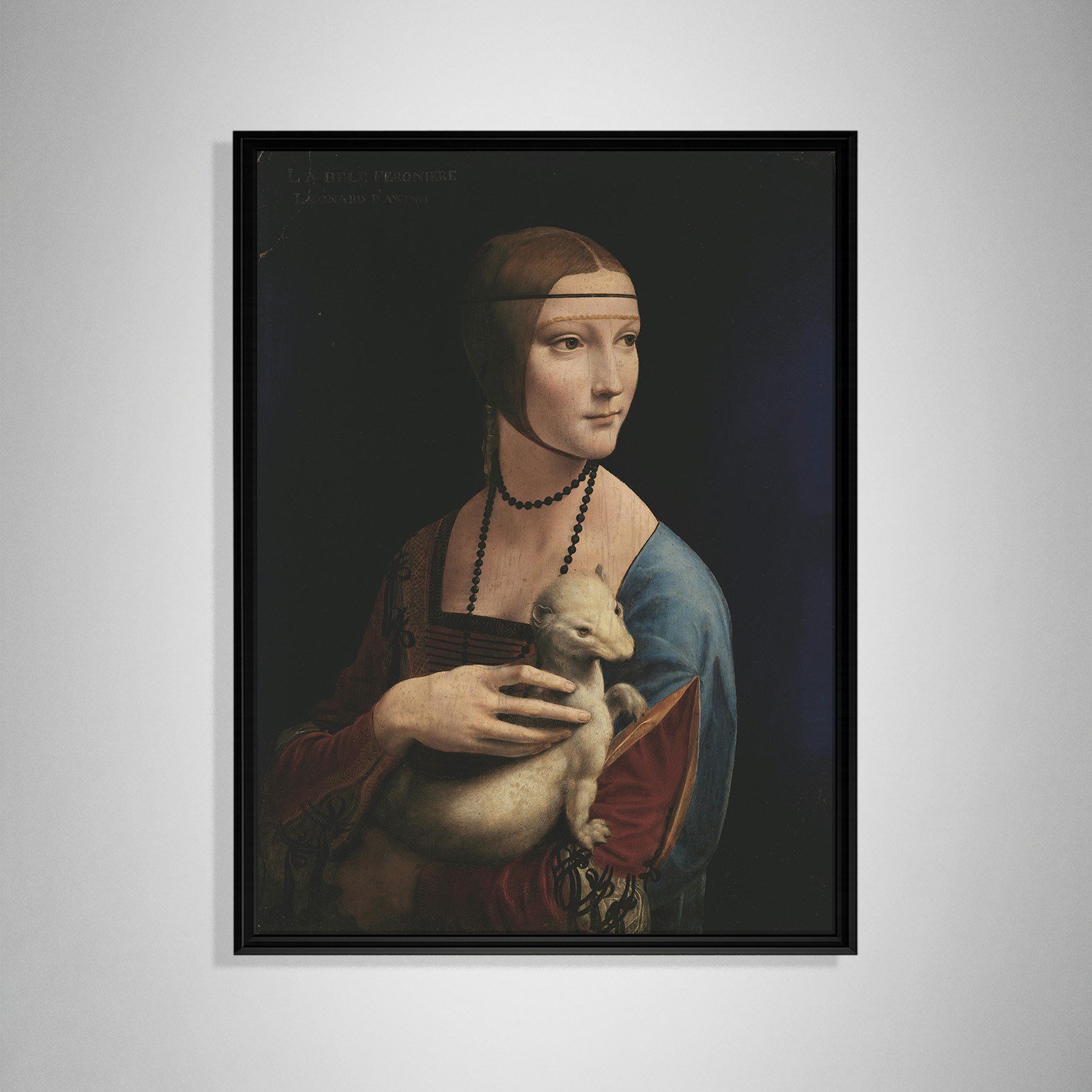 Kakımlı Kadın Kanvas Tablo – Leonardo da Vinci Lady with an Ermine Klasik Sanat Eseri