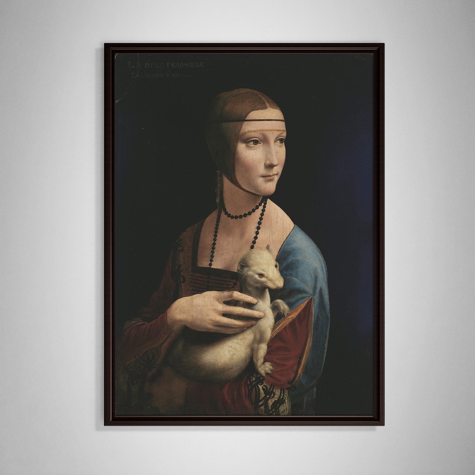 Kakımlı Kadın Kanvas Tablo – Leonardo da Vinci Lady with an Ermine Klasik Sanat Eseri