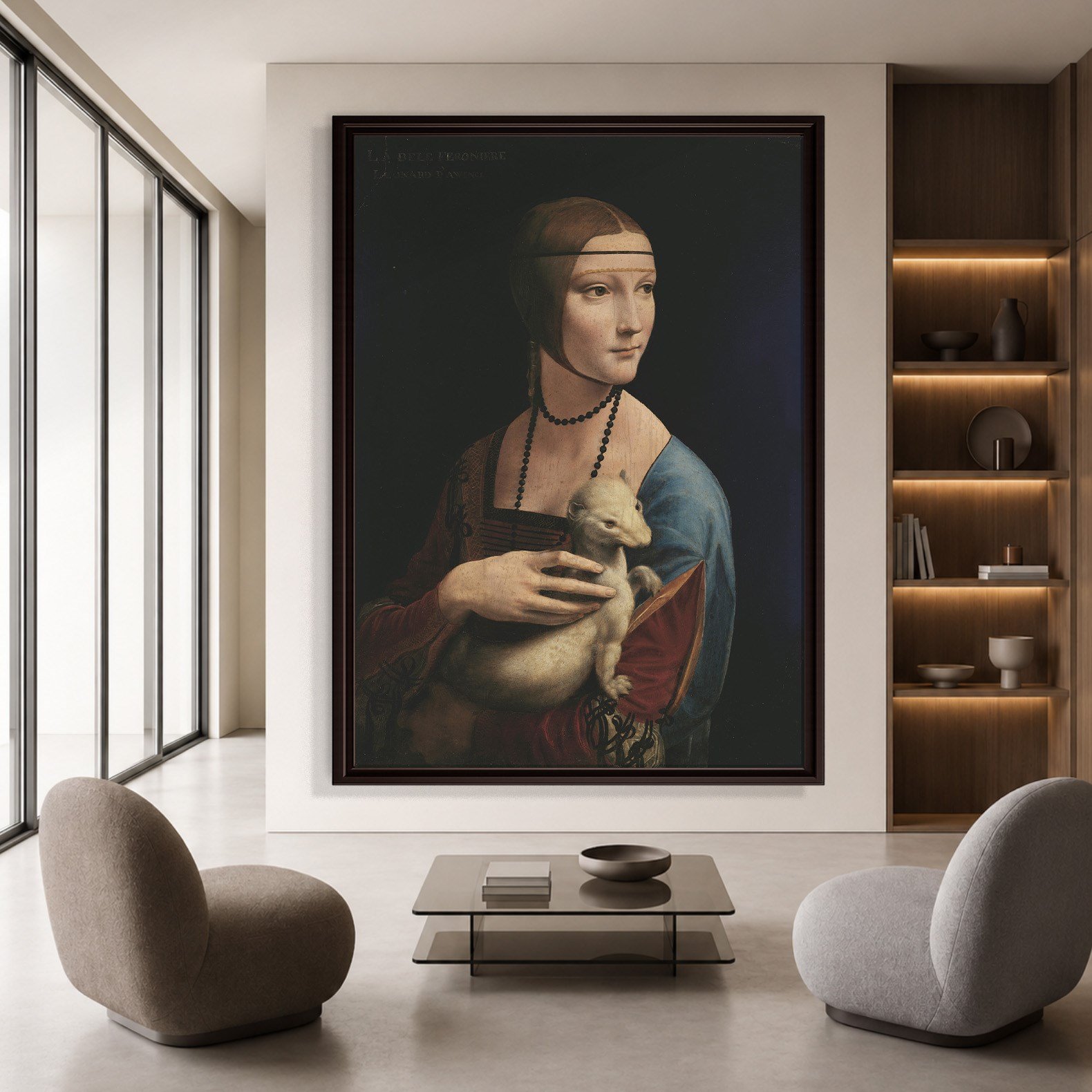 Kakımlı Kadın Kanvas Tablo – Leonardo da Vinci Lady with an Ermine Klasik Sanat Eseri