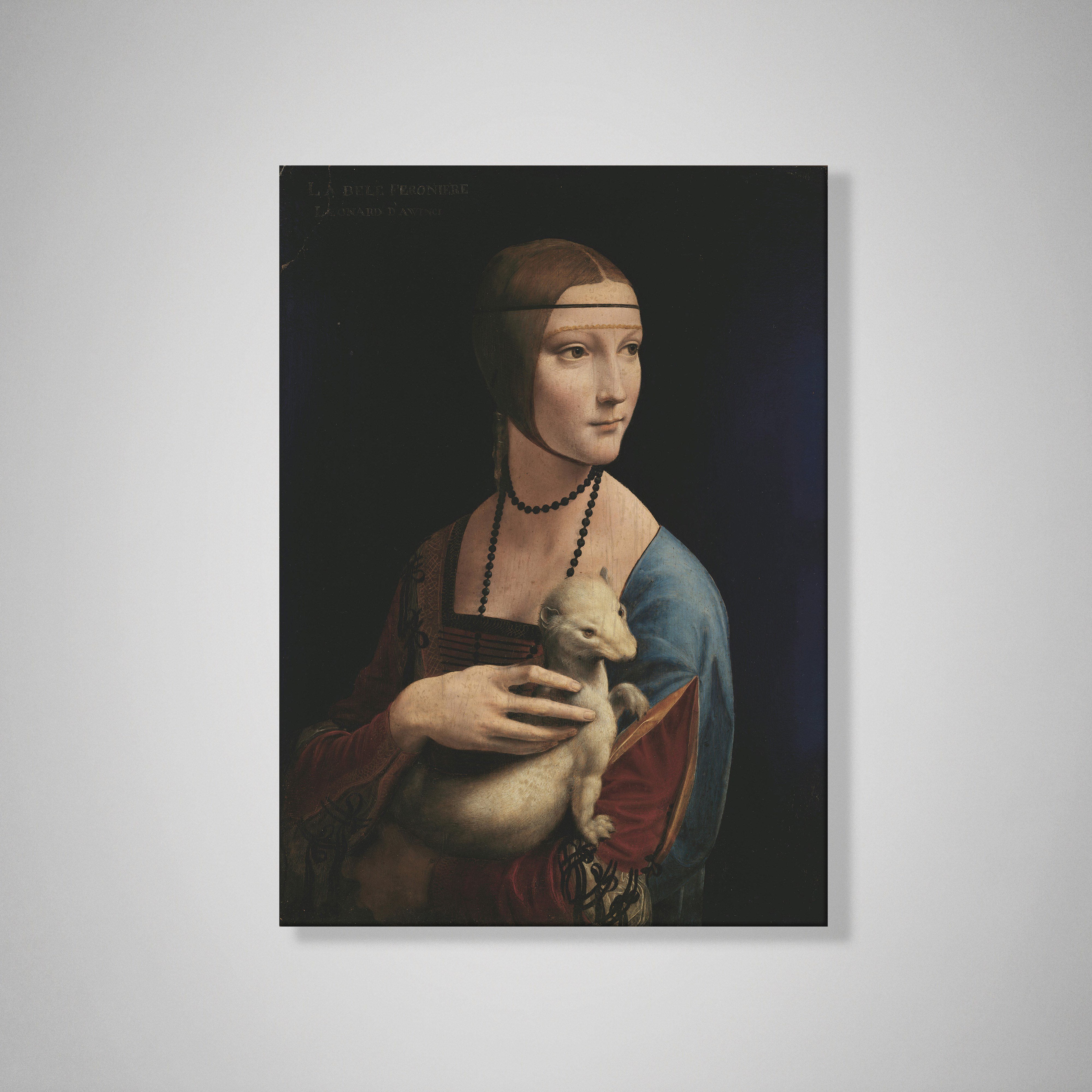 Kakımlı Kadın Kanvas Tablo – Leonardo da Vinci Lady with an Ermine Klasik Sanat Eseri