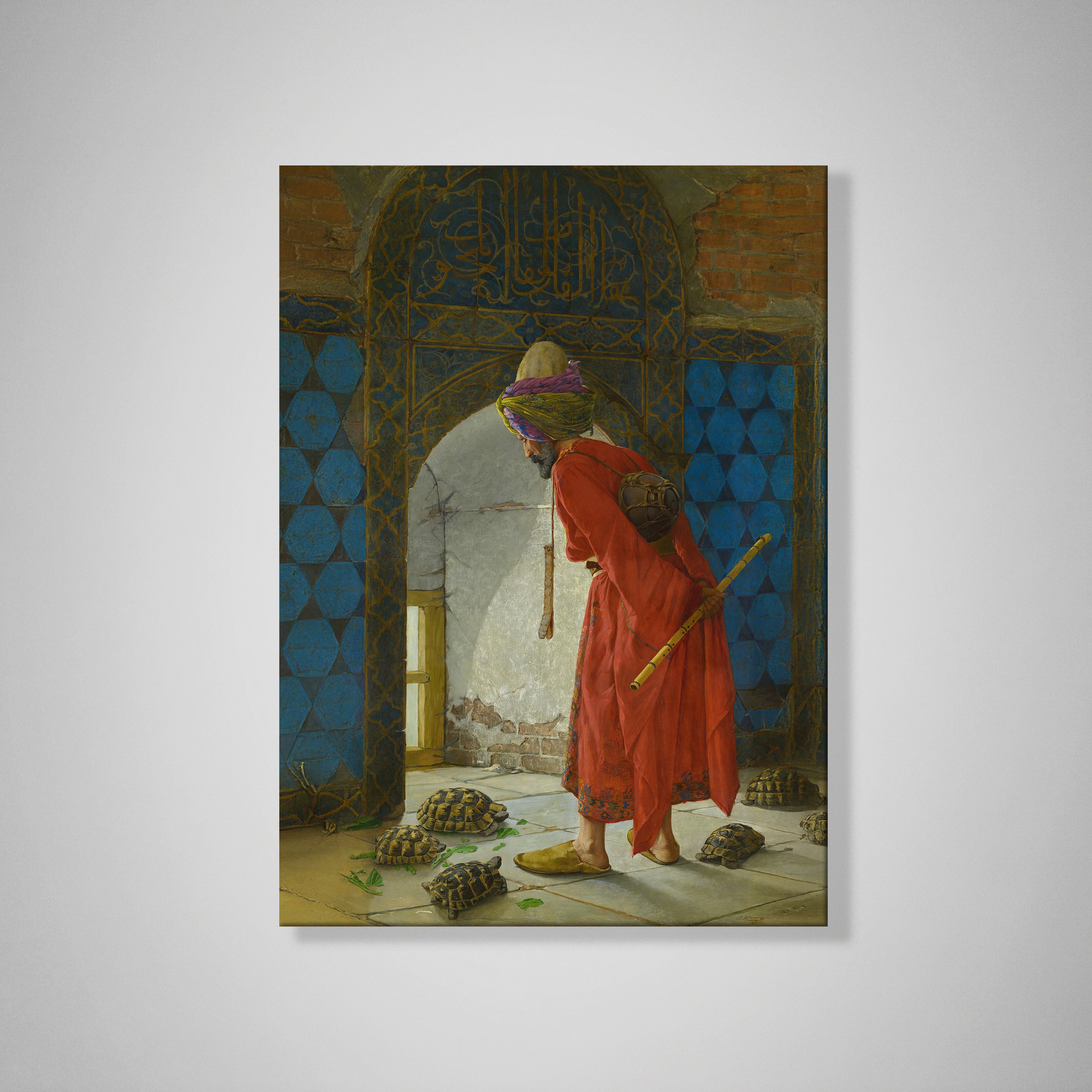 Kaplumbağa Terbiyecisi Kanvas Tablo – Osman Hamdi Bey Klasik Sanat Eseri
