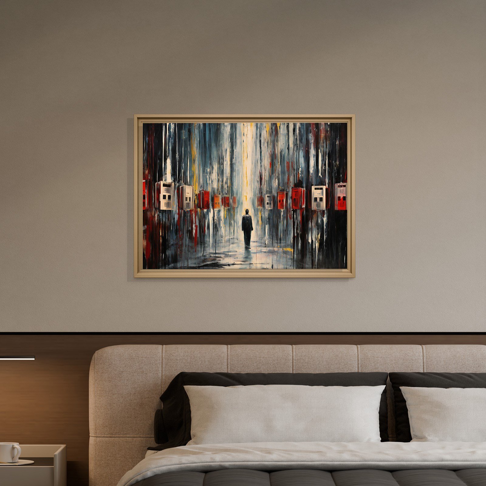 Kırmızı Siyah Şehir Sokağı Kanvas Tablo