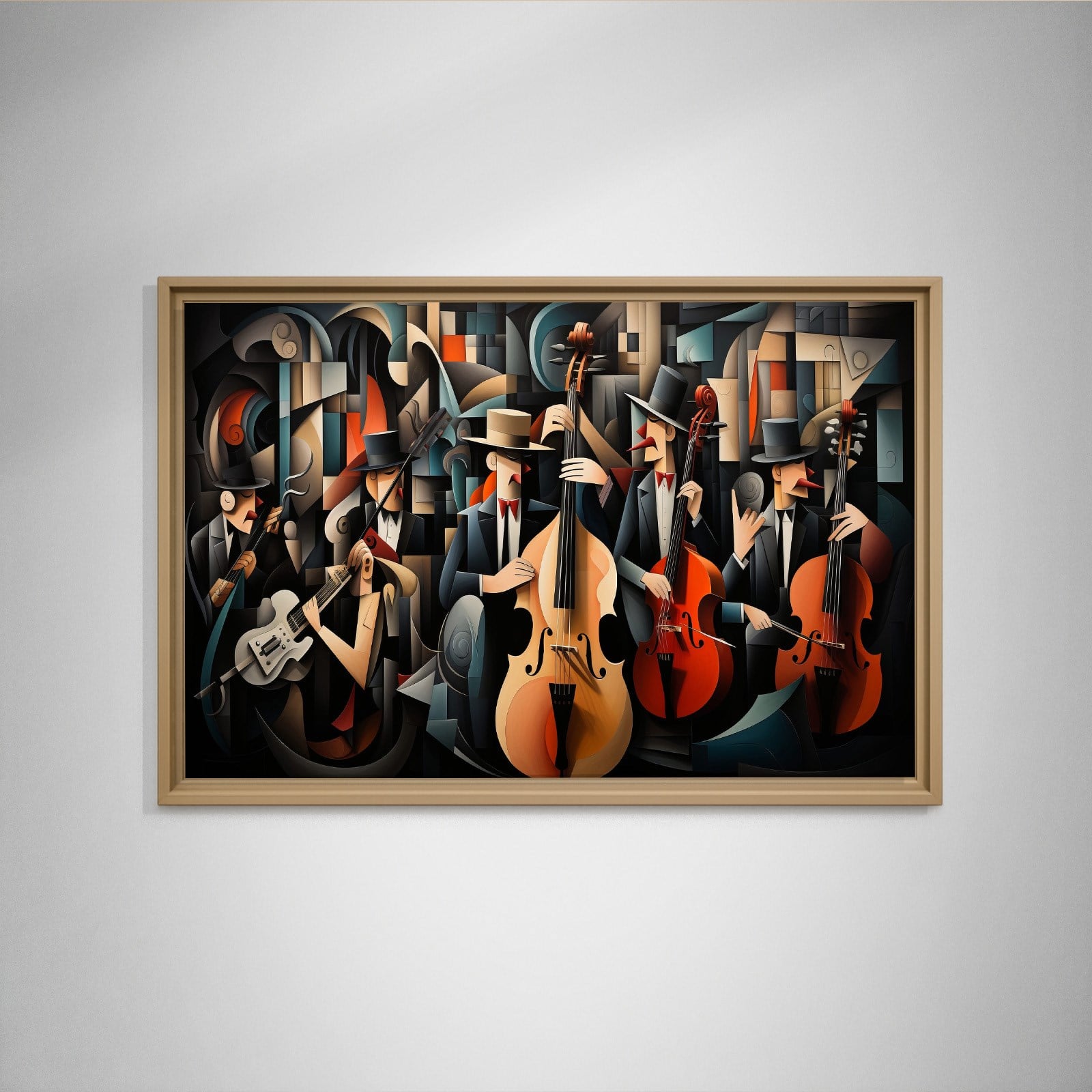 Kübist Caz Orkestrası Kanvas Tablo | Modern Müzik Temalı Soyut Duvar Sanatı