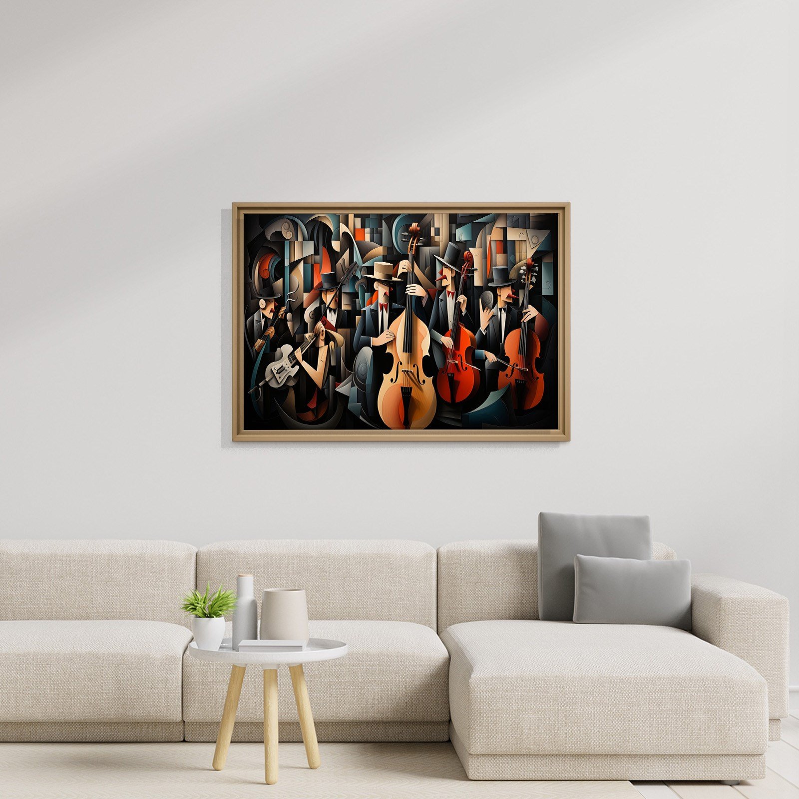 Kübist Caz Orkestrası Kanvas Tablo | Modern Müzik Temalı Soyut Duvar Sanatı