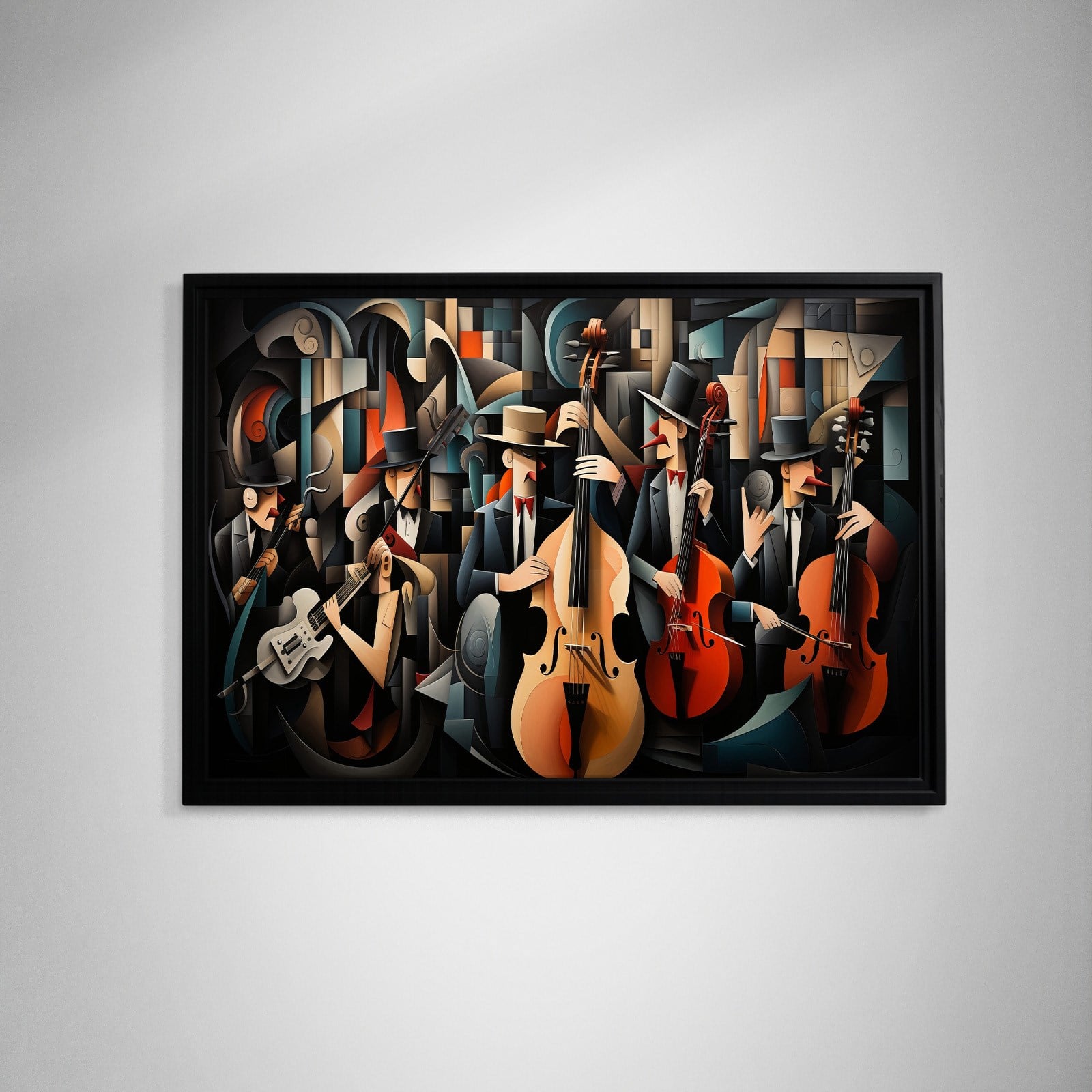 Kübist Caz Orkestrası Kanvas Tablo | Modern Müzik Temalı Soyut Duvar Sanatı