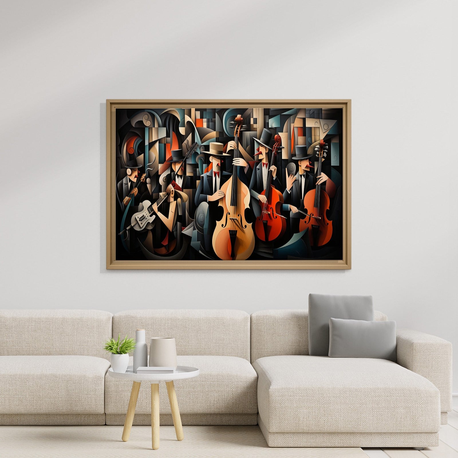 Kübist Caz Orkestrası Kanvas Tablo | Modern Müzik Temalı Soyut Duvar Sanatı