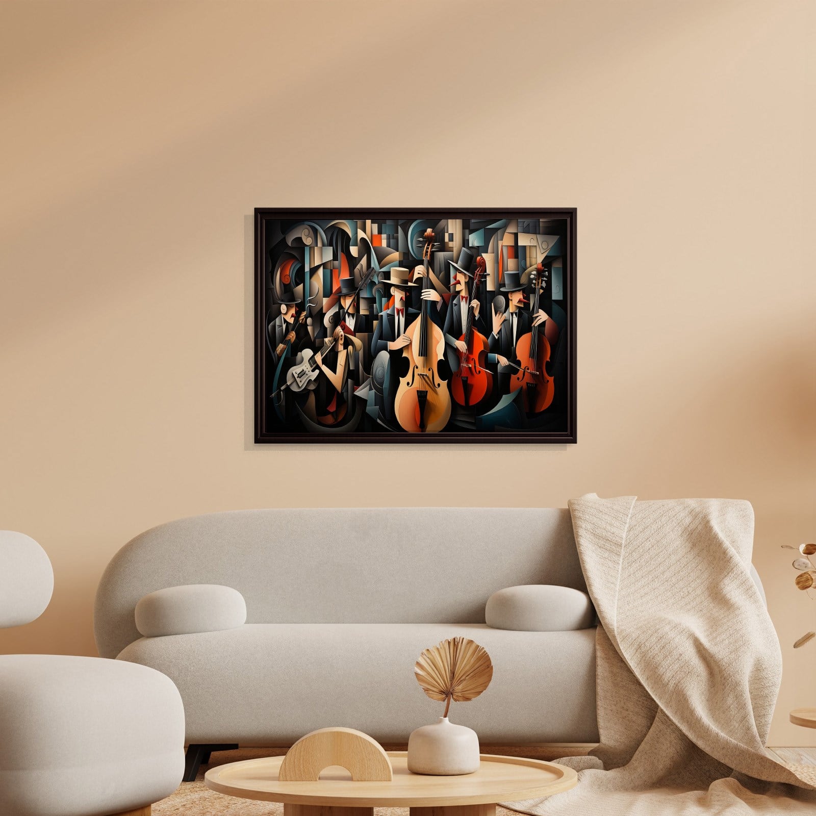 Kübist Caz Orkestrası Kanvas Tablo | Modern Müzik Temalı Soyut Duvar Sanatı