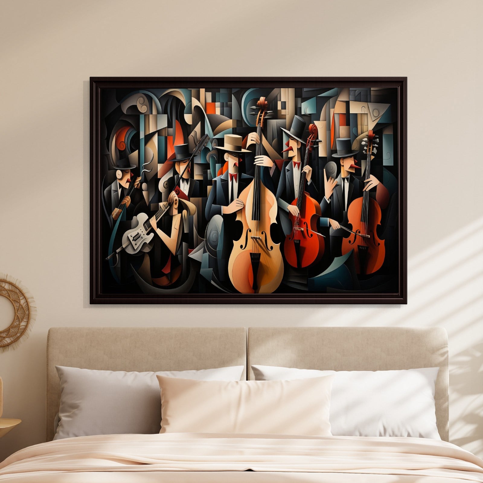 Kübist Caz Orkestrası Kanvas Tablo | Modern Müzik Temalı Soyut Duvar Sanatı
