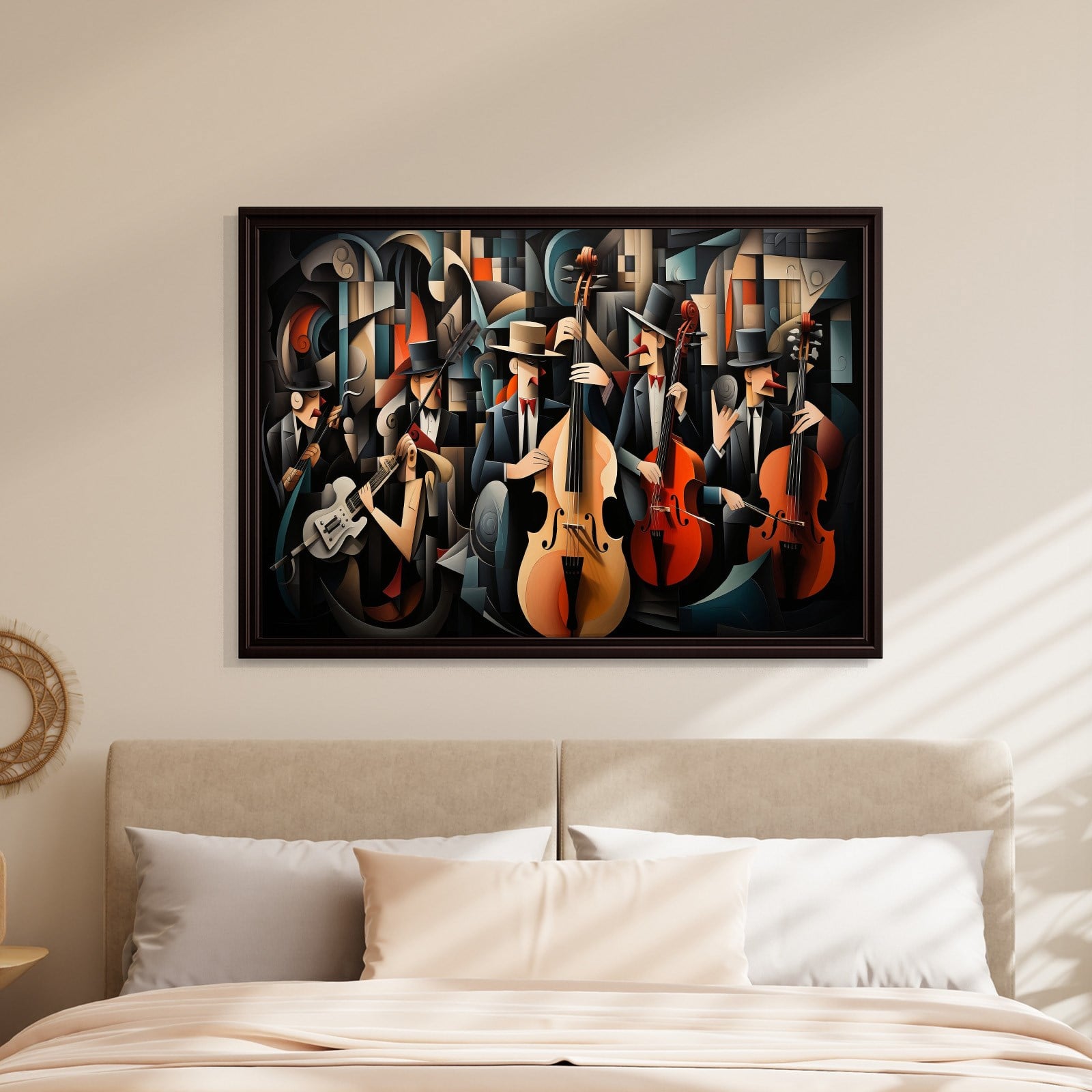 Kübist Caz Orkestrası Kanvas Tablo | Modern Müzik Temalı Soyut Duvar Sanatı