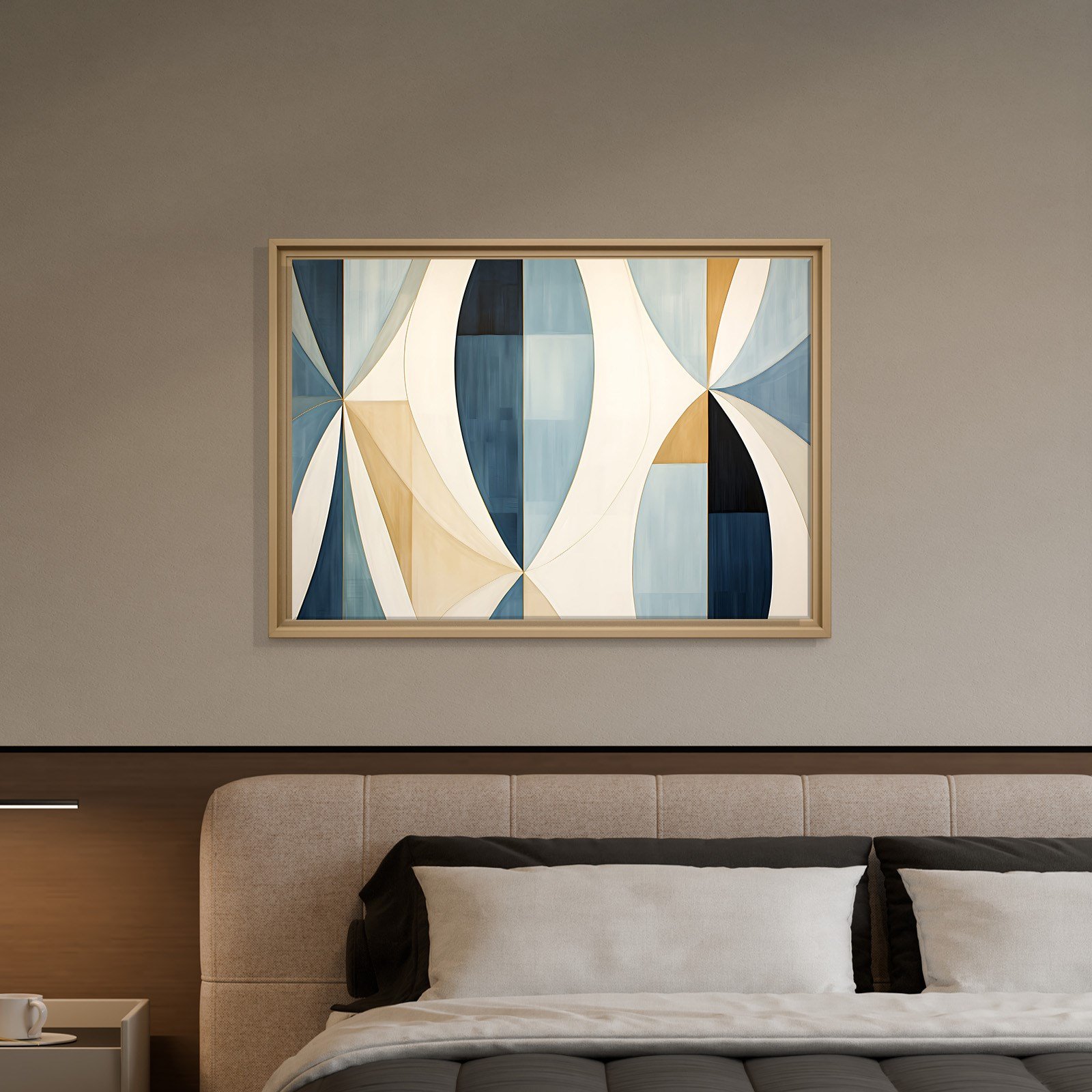 Lacivert Krem Geometrik Soyut Tablo