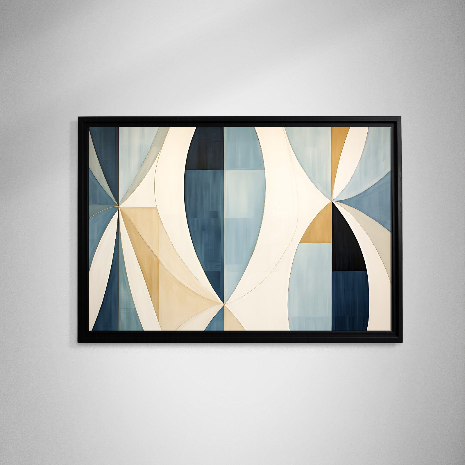 Lacivert Krem Geometrik Soyut Tablo