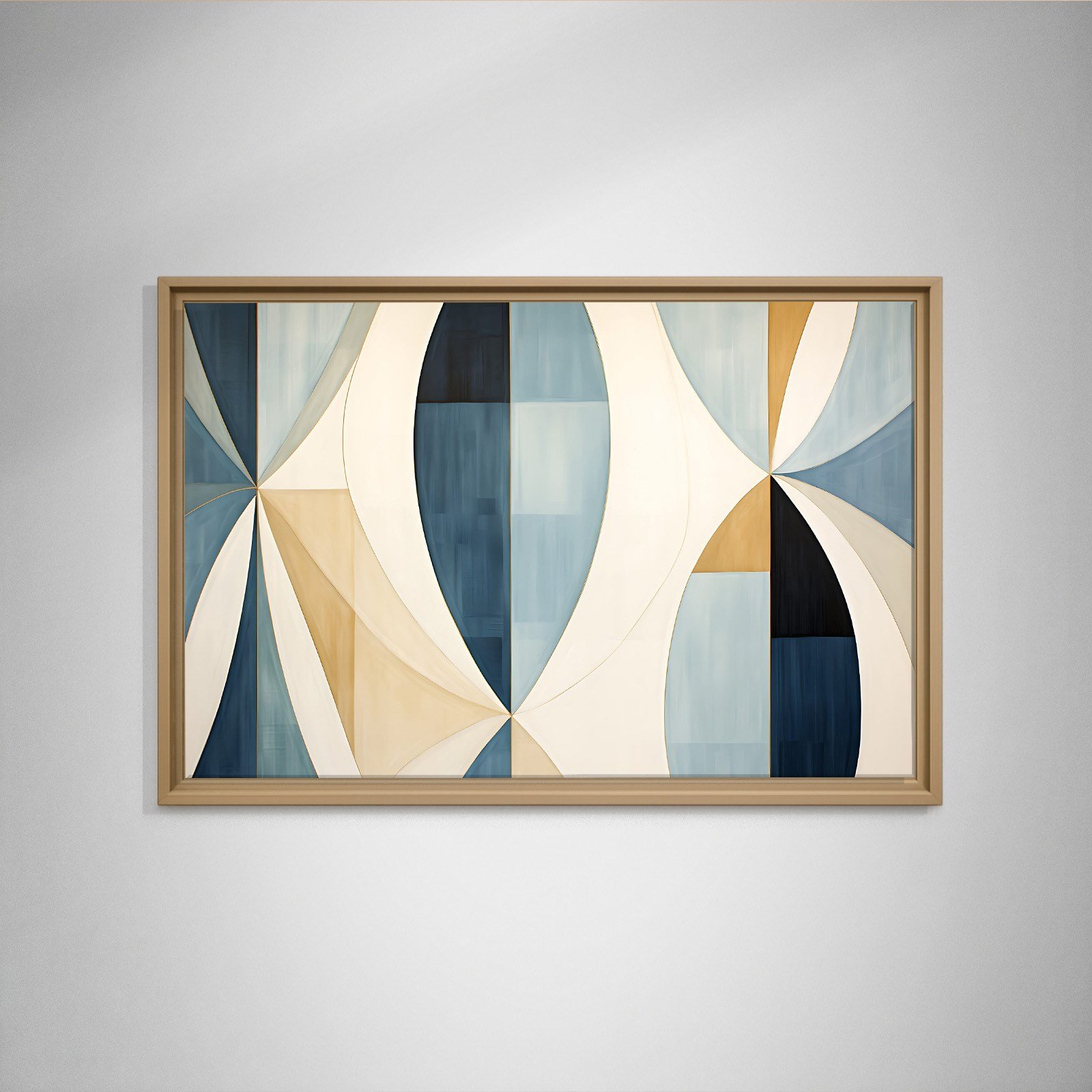Lacivert Krem Geometrik Soyut Tablo