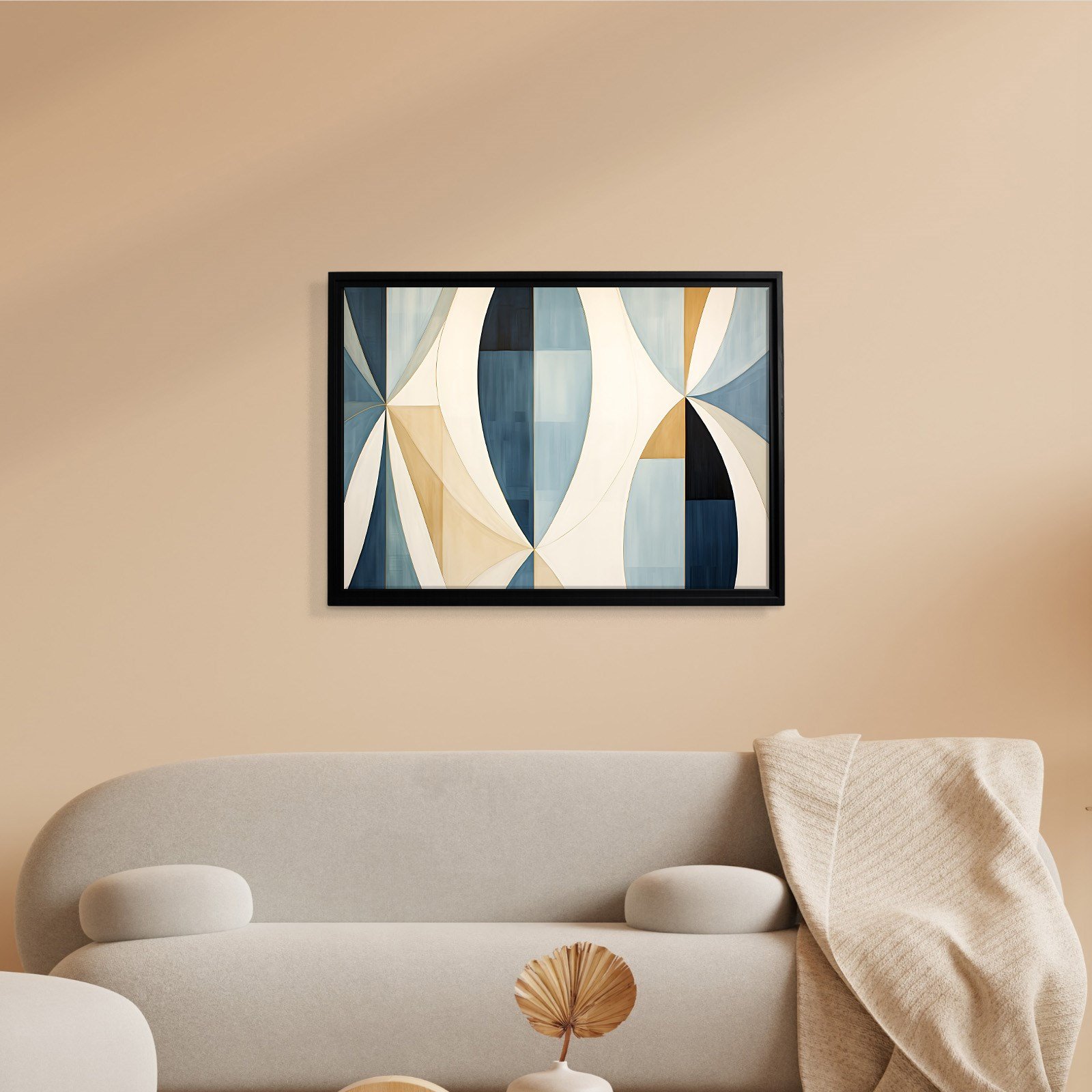 Lacivert Krem Geometrik Soyut Tablo