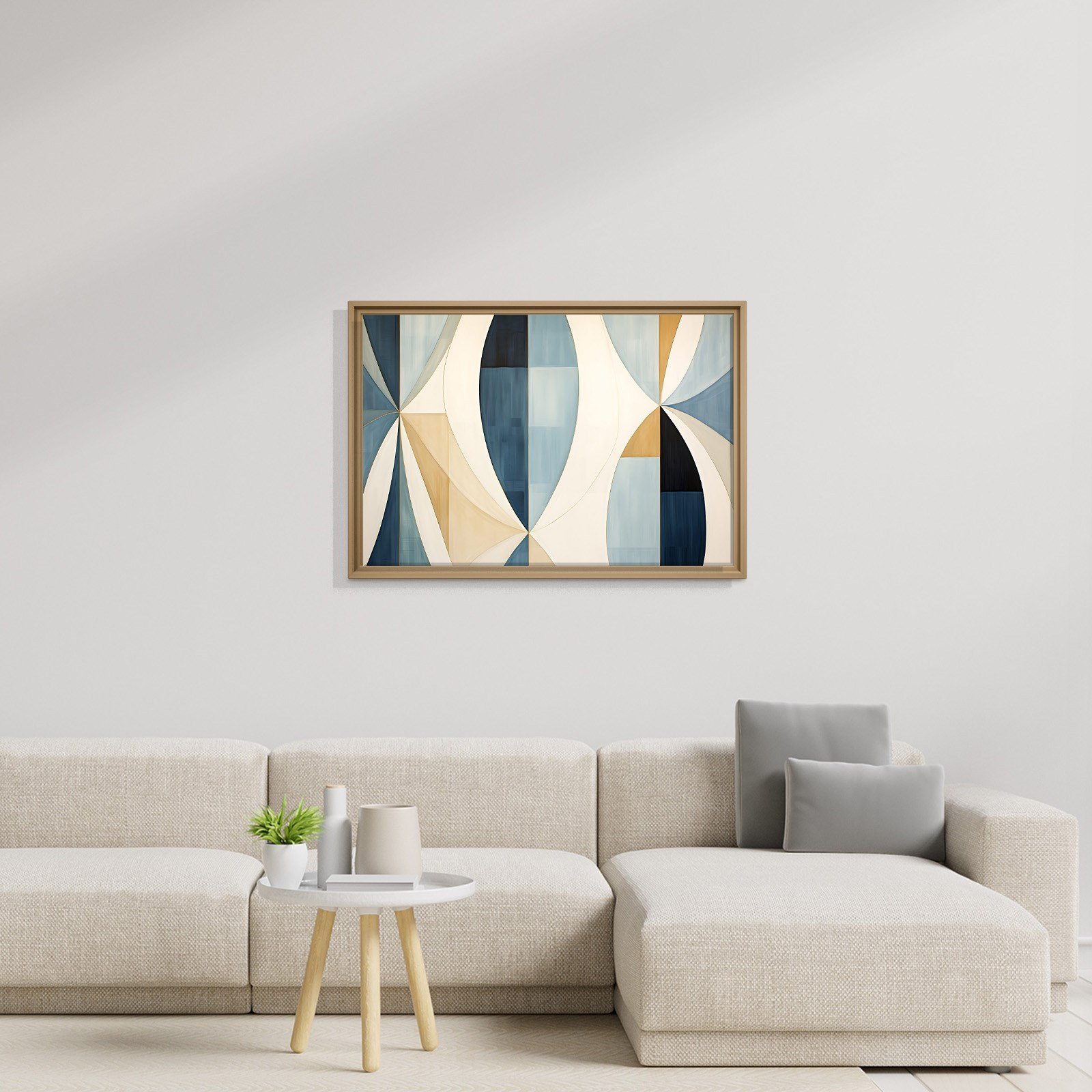 Lacivert Krem Geometrik Soyut Tablo