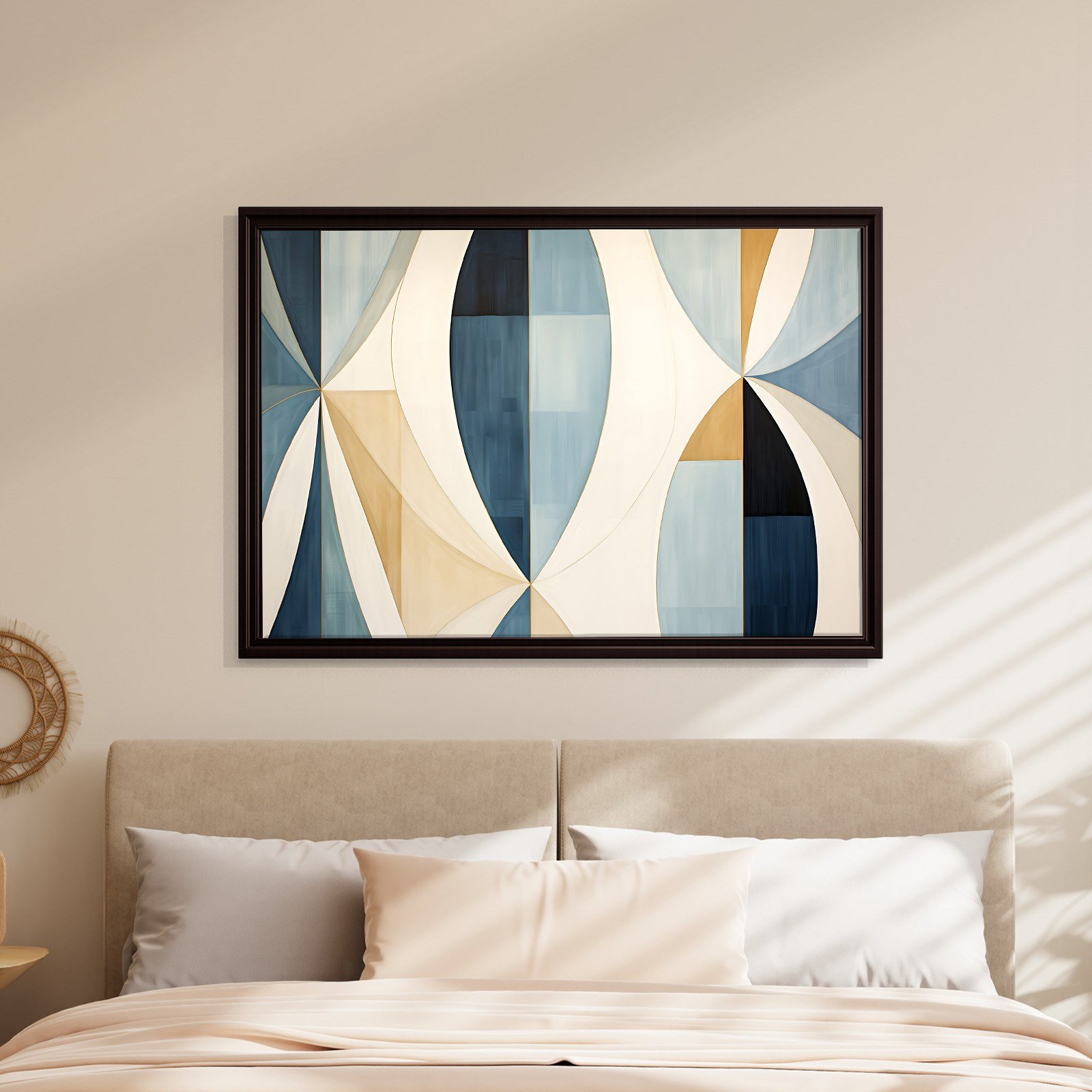Lacivert Krem Geometrik Soyut Tablo