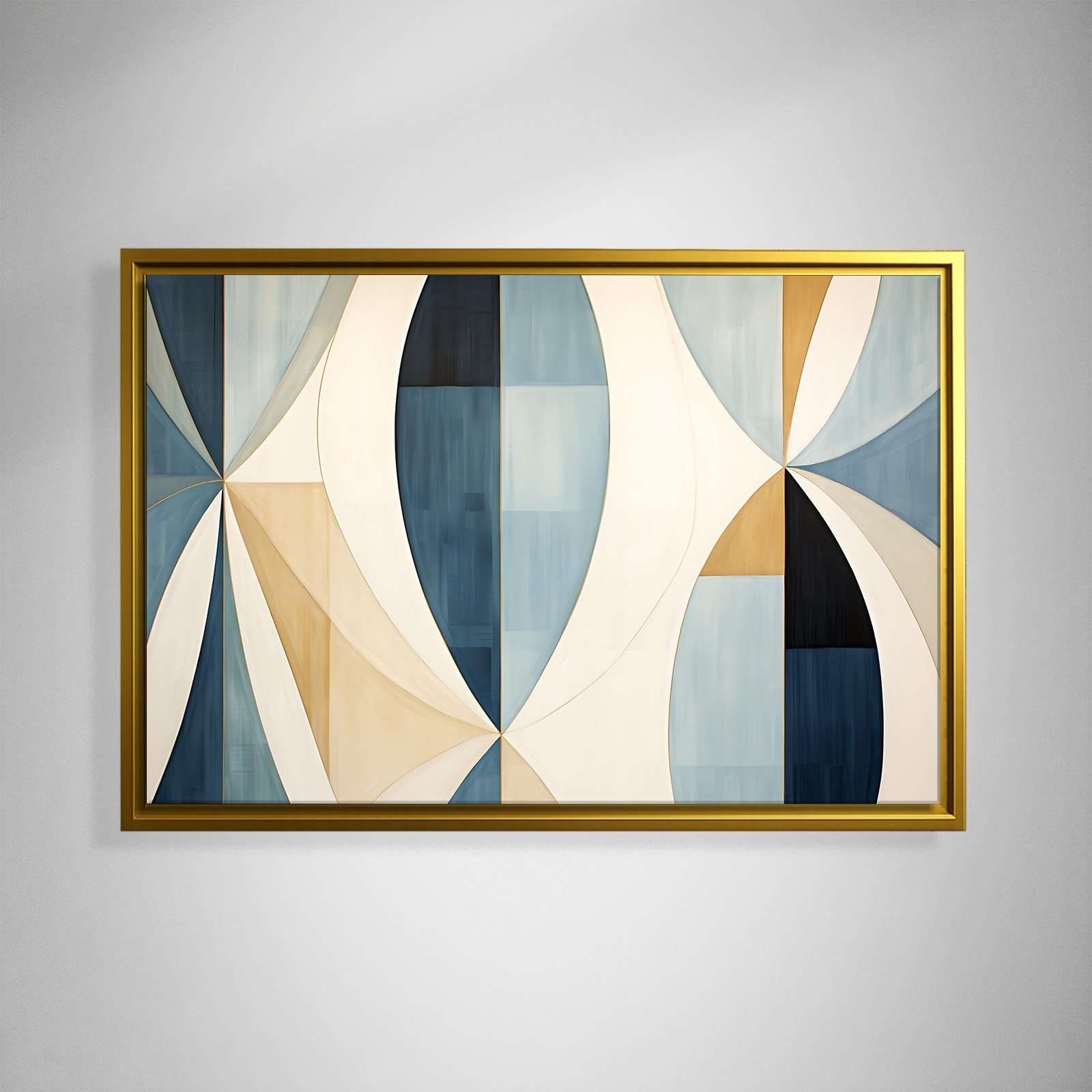 Lacivert Krem Geometrik Soyut Tablo