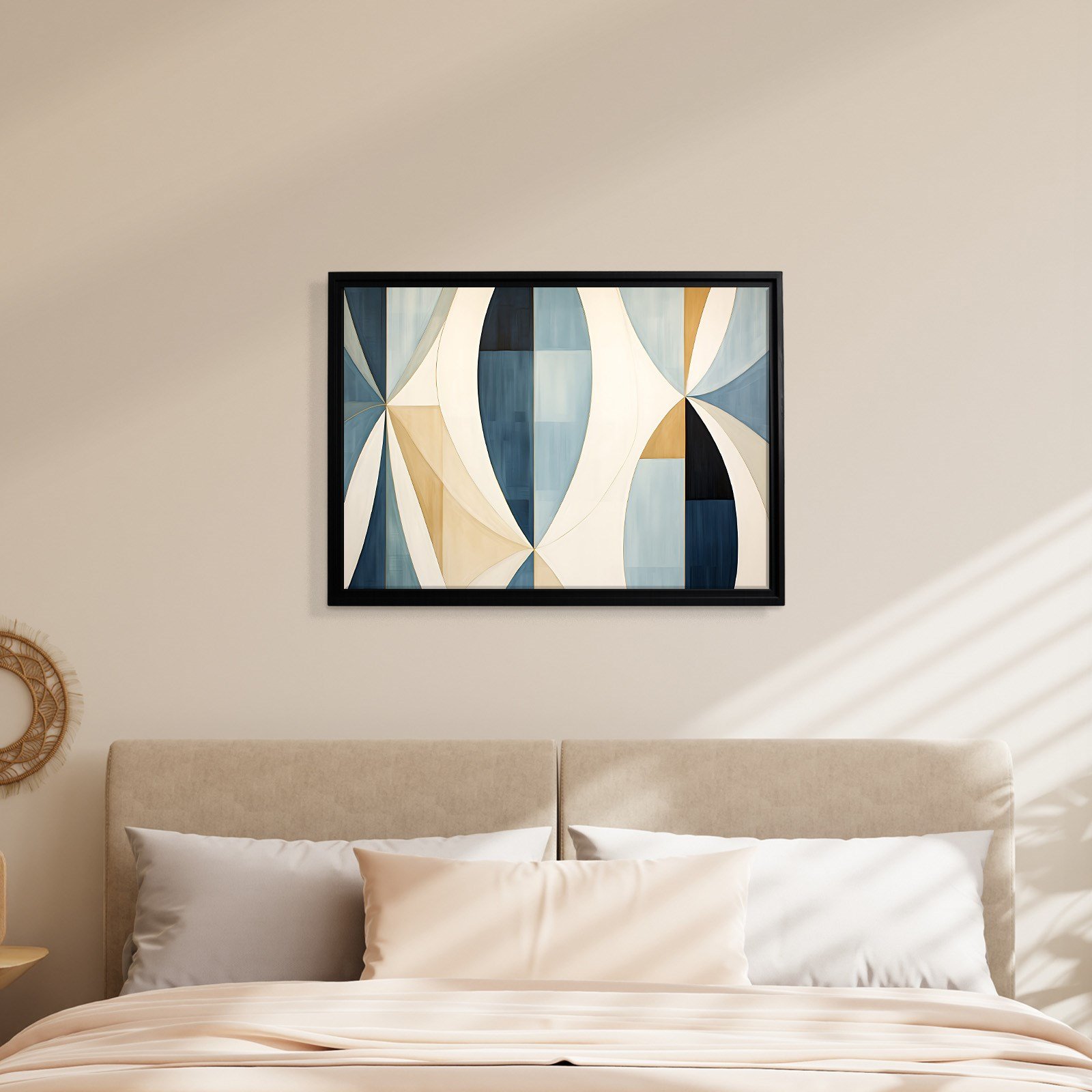 Lacivert Krem Geometrik Soyut Tablo