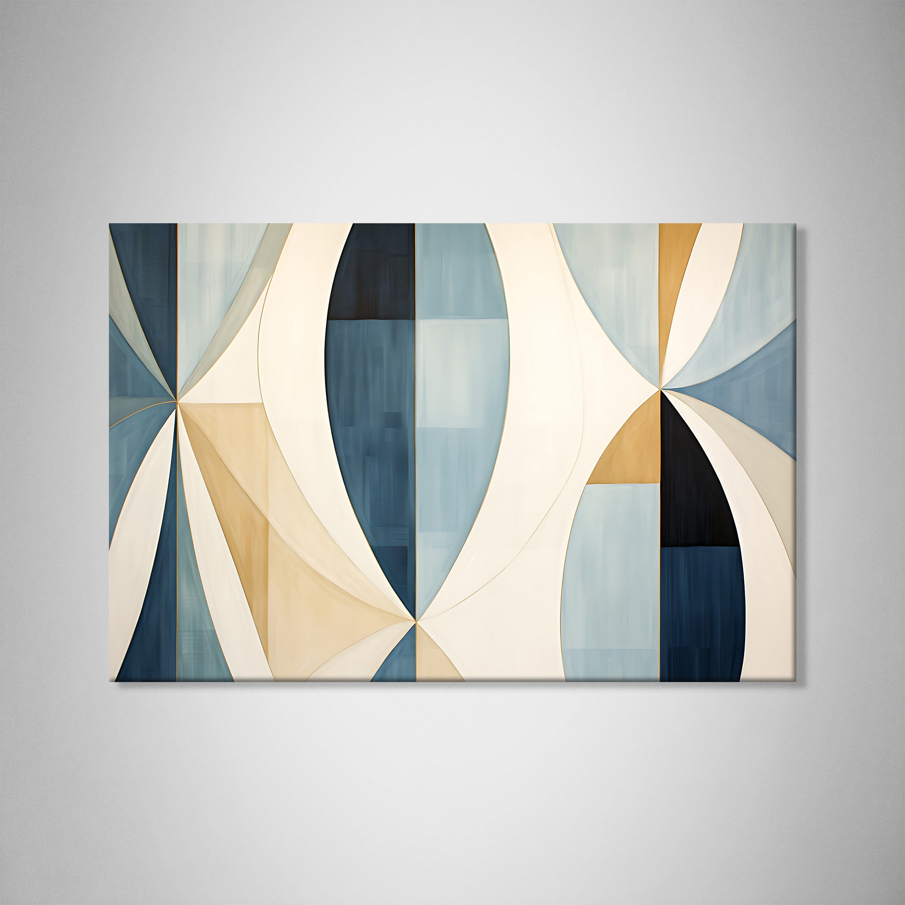 Lacivert Krem Geometrik Soyut Tablo