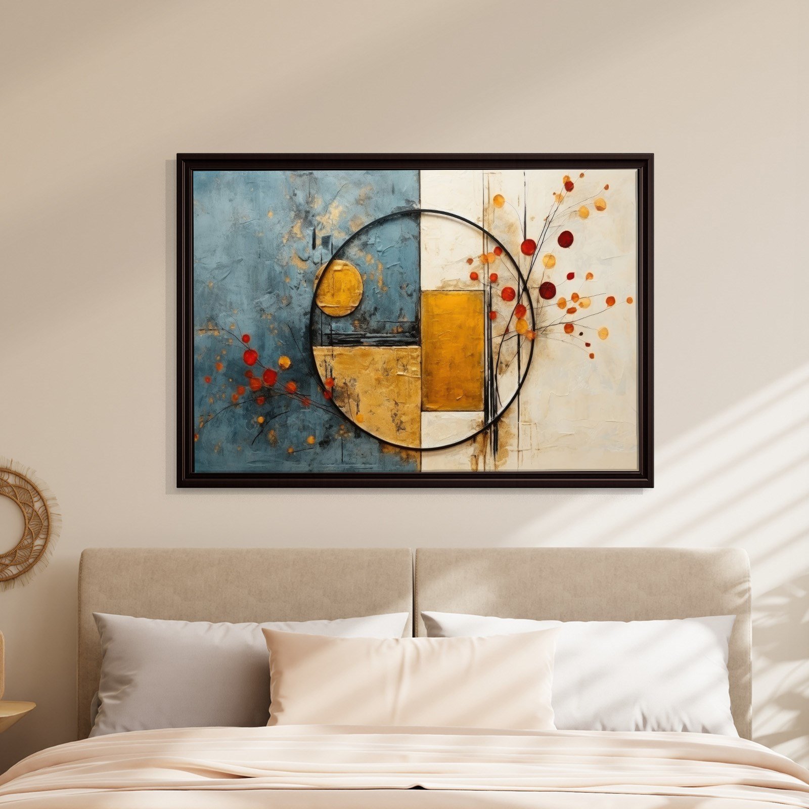 Mavi Hardal Geometrik Soyut Kanvas Tablo