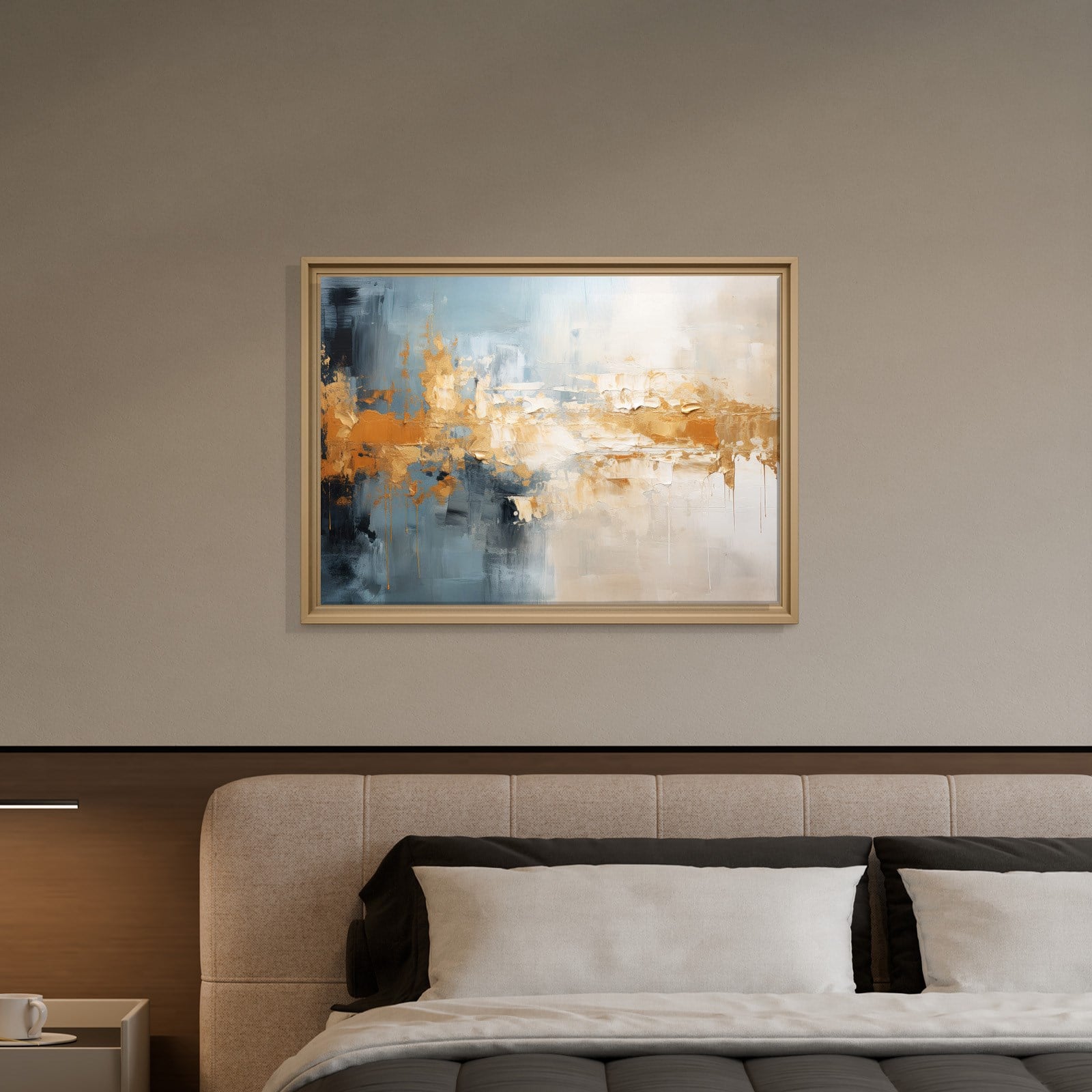 Mavi ve Altın Soyut Kanvas Tablo | Modern Dokulu Premium Duvar Sanatı
