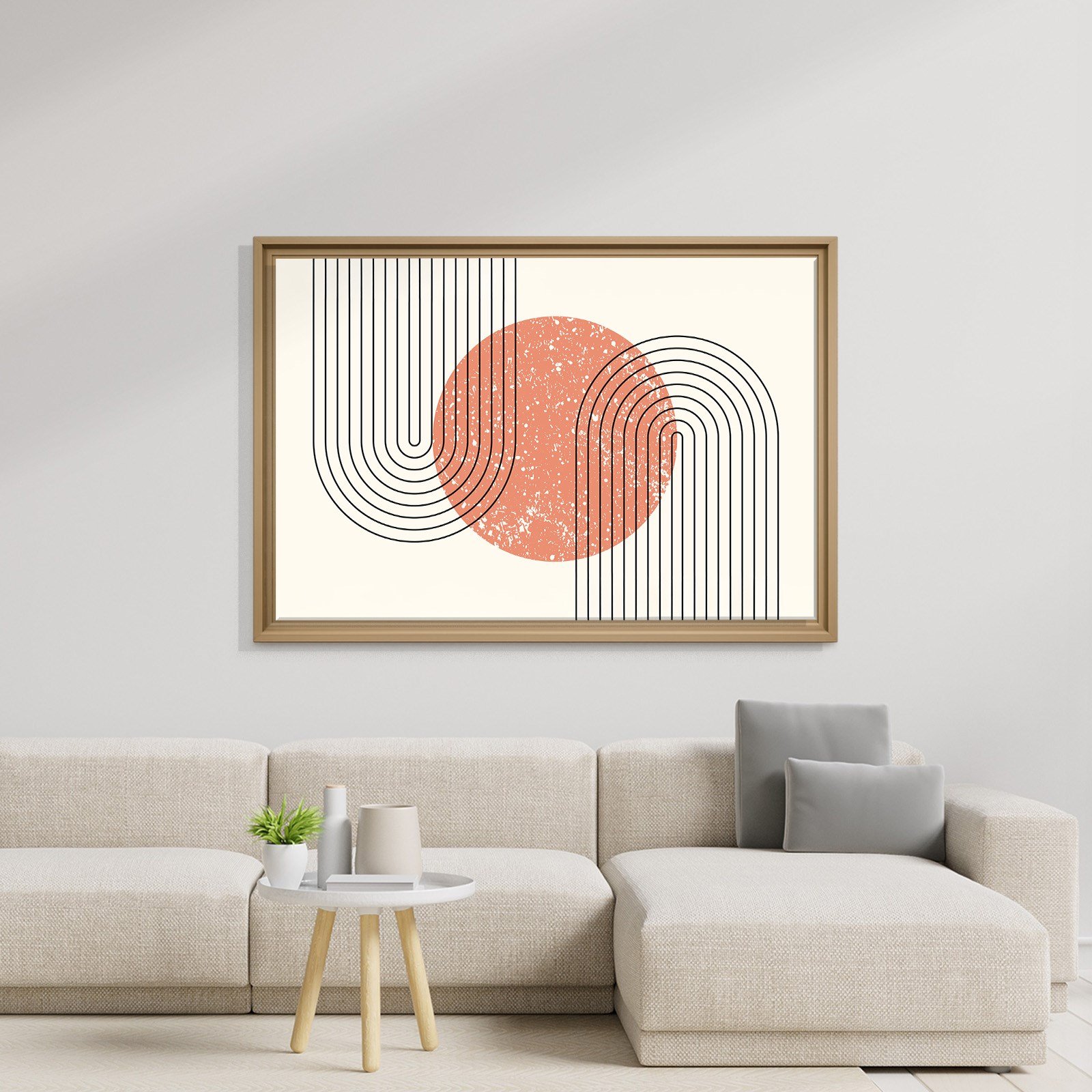 Mercan Rüyası – Modern Bohem Çizgiler Soyut Kanvas Tablo