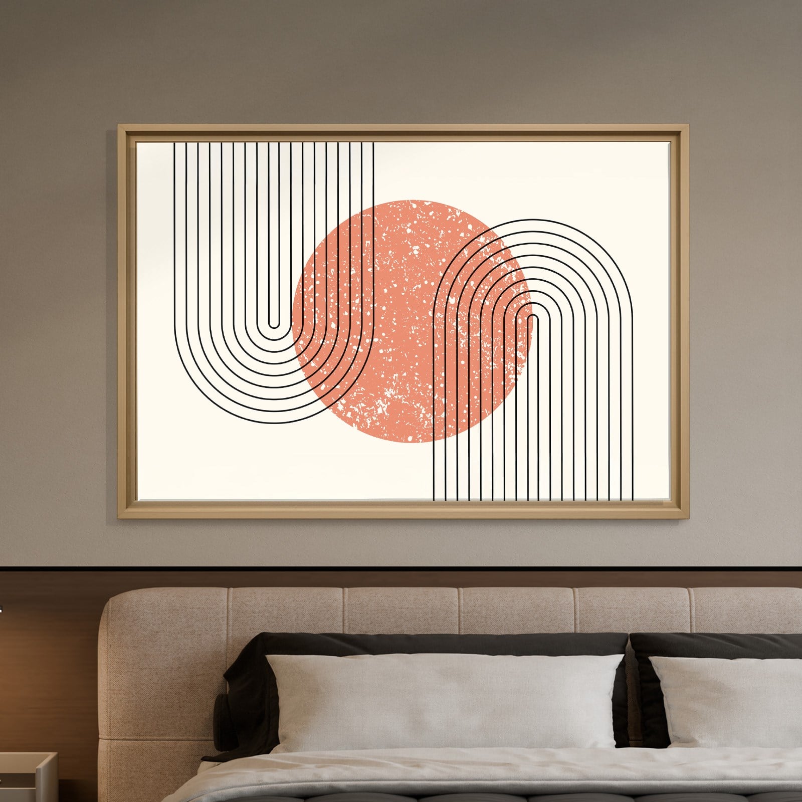 Mercan Rüyası – Modern Bohem Çizgiler Soyut Kanvas Tablo