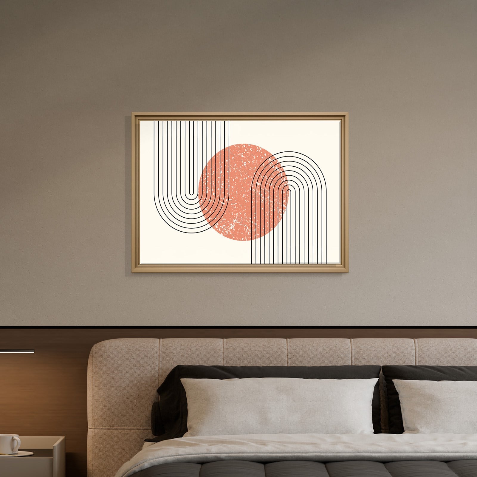 Mercan Rüyası – Modern Bohem Çizgiler Soyut Kanvas Tablo