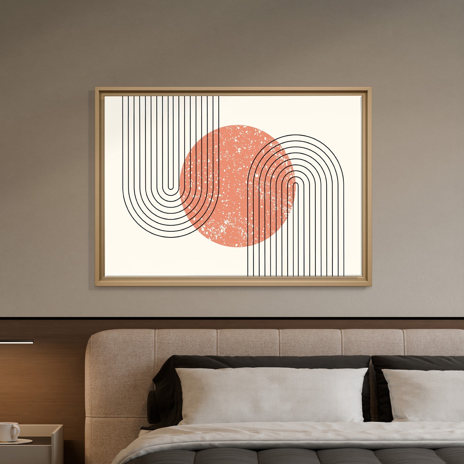 Mercan Rüyası – Modern Bohem Çizgiler Soyut Kanvas Tablo