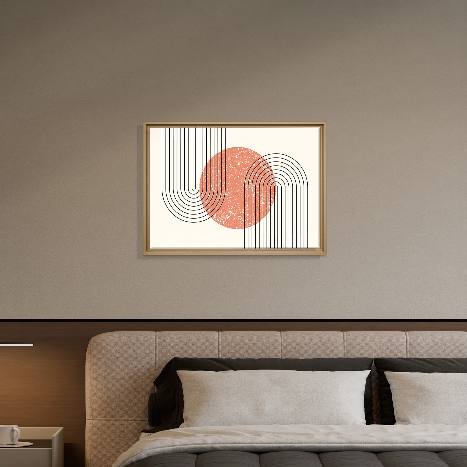 Mercan Rüyası – Modern Bohem Çizgiler Soyut Kanvas Tablo