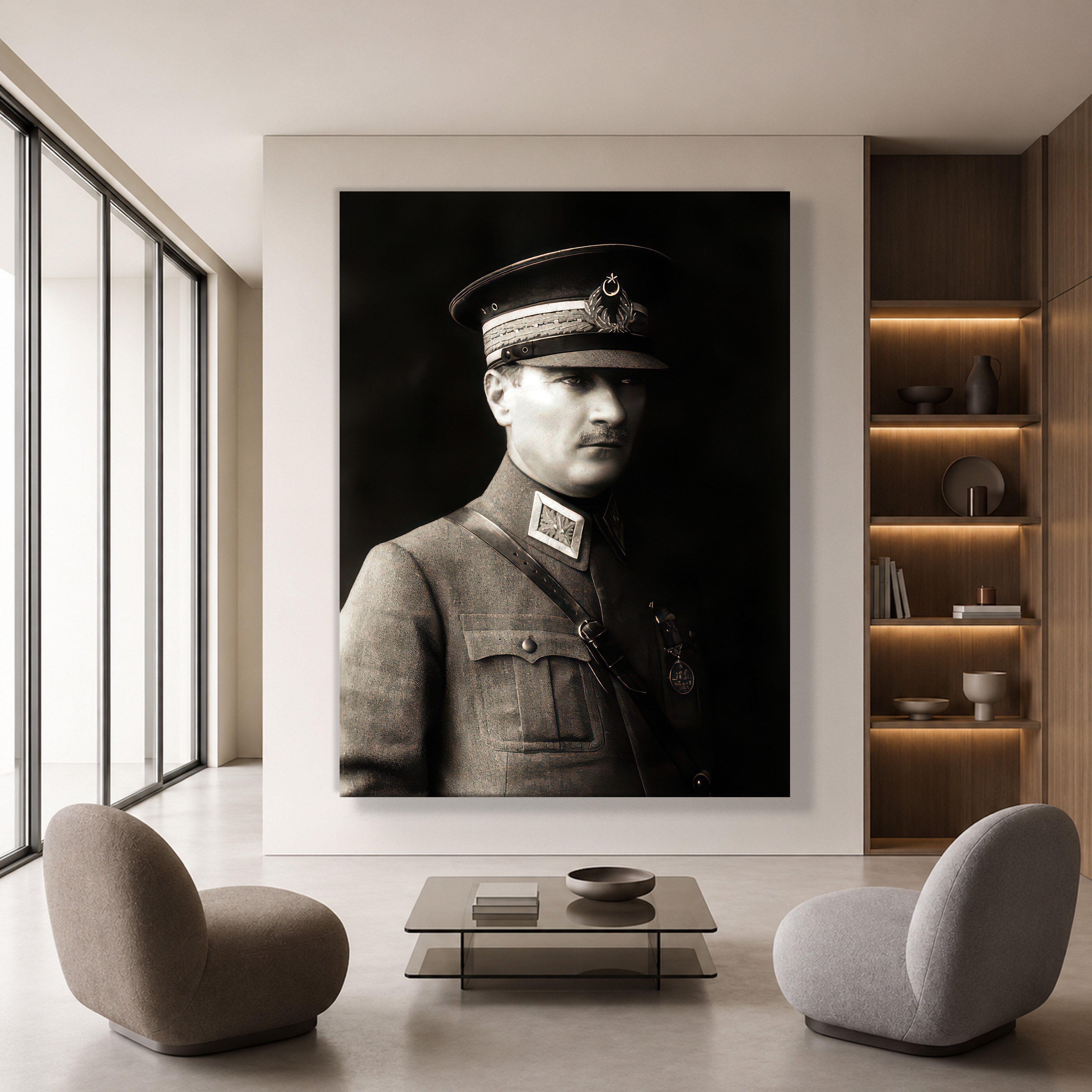 Mustafa Kemal Atatürk Askeri Üniformalı Portre Kanvas Tablo – Premium HD Baskı