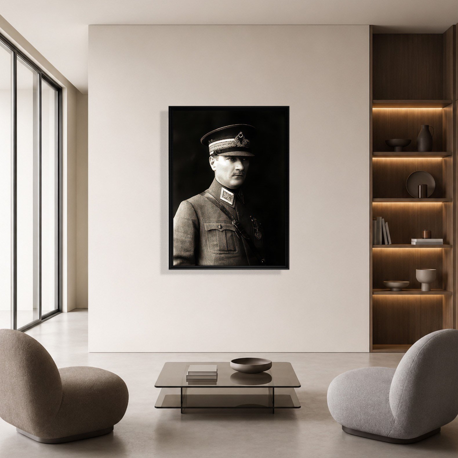 Mustafa Kemal Atatürk Askeri Üniformalı Portre Kanvas Tablo – Premium HD Baskı