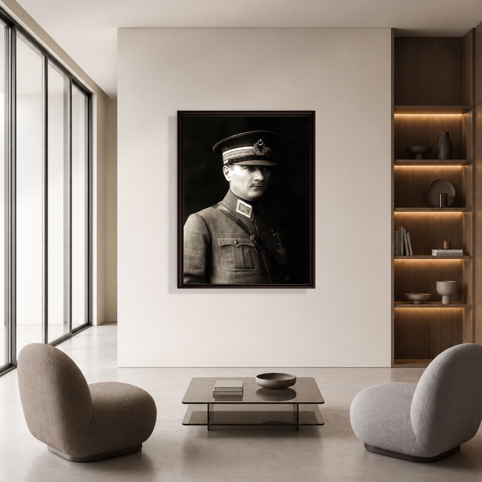 Mustafa Kemal Atatürk Askeri Üniformalı Portre Kanvas Tablo – Premium HD Baskı