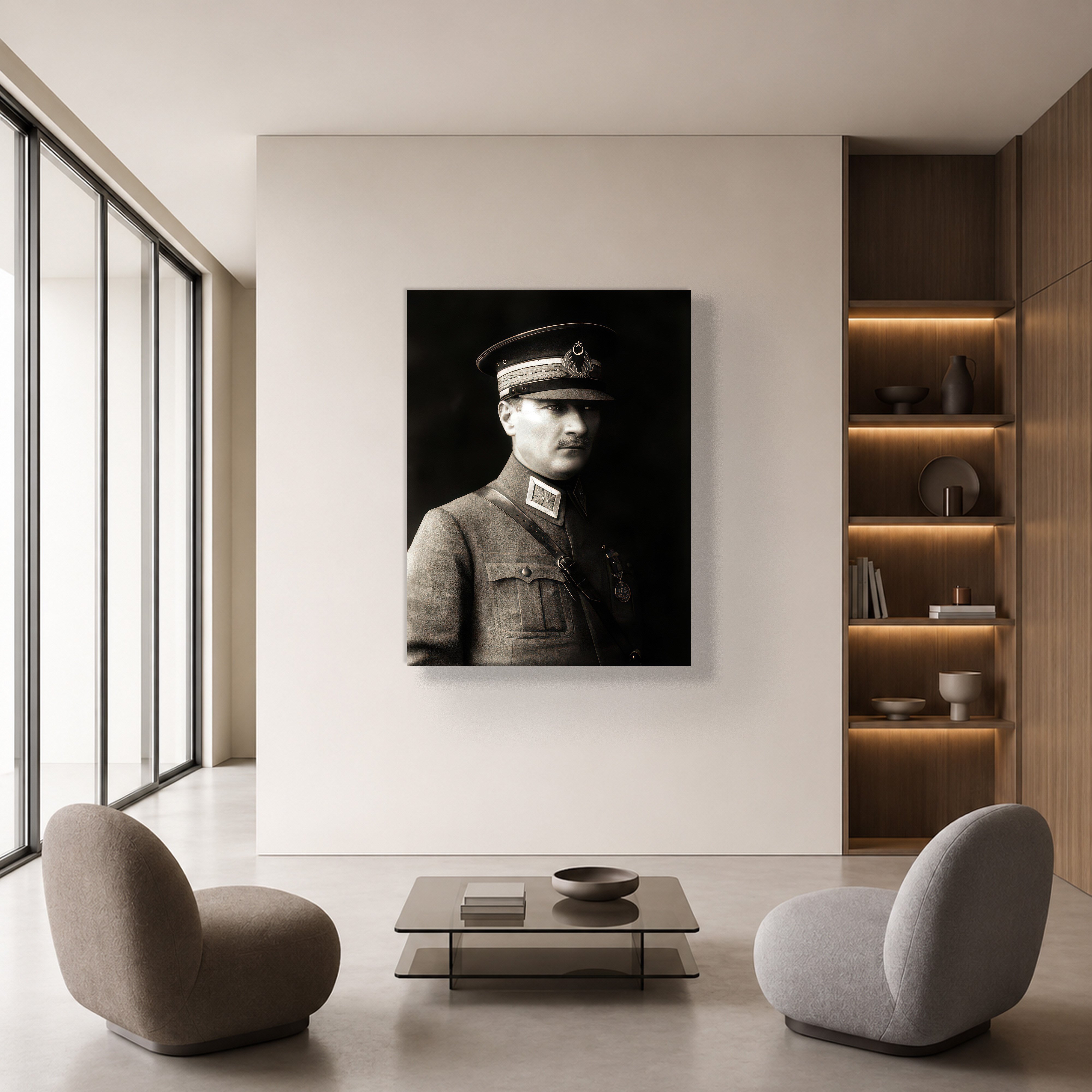 Mustafa Kemal Atatürk Askeri Üniformalı Portre Kanvas Tablo – Premium HD Baskı