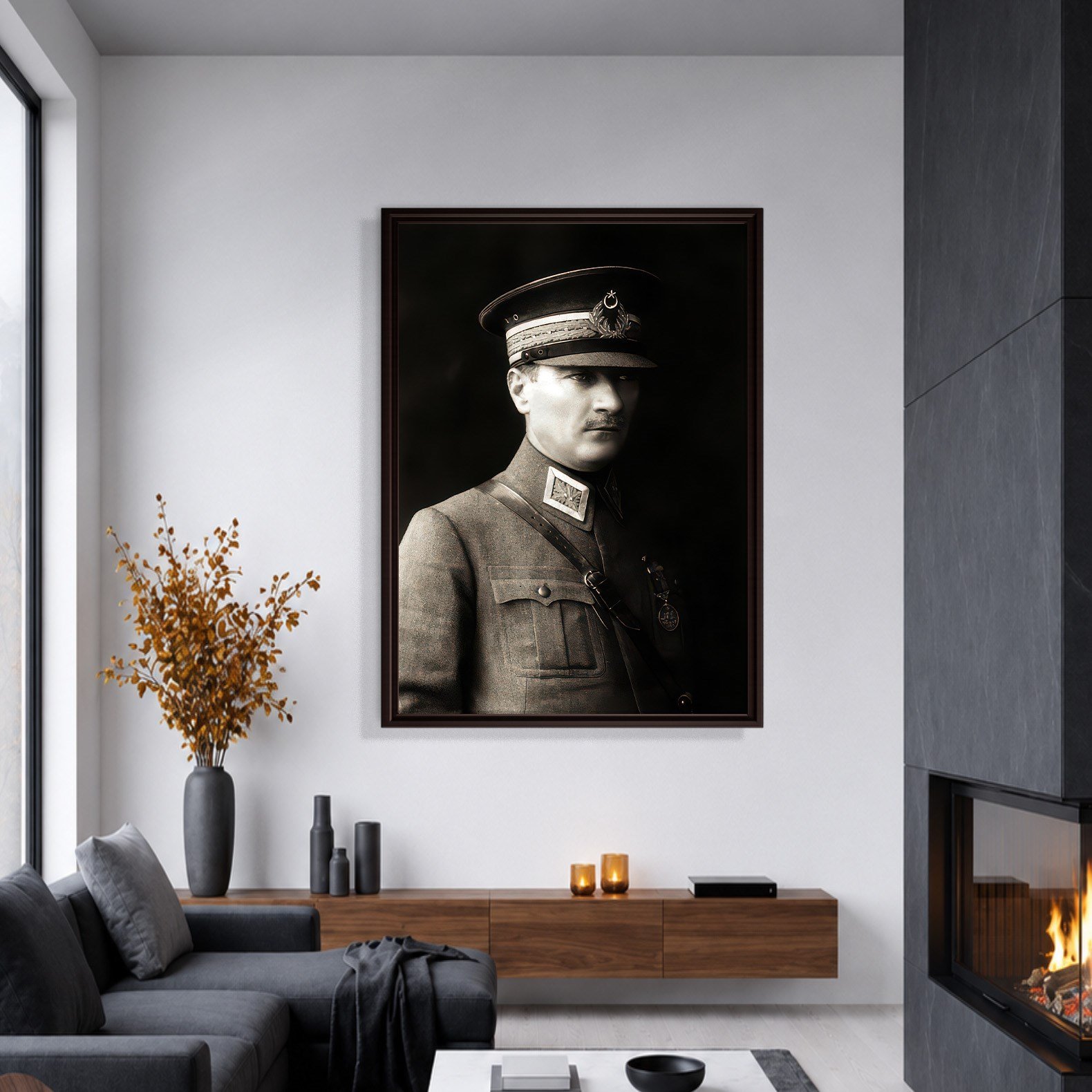 Mustafa Kemal Atatürk Askeri Üniformalı Portre Kanvas Tablo – Premium HD Baskı