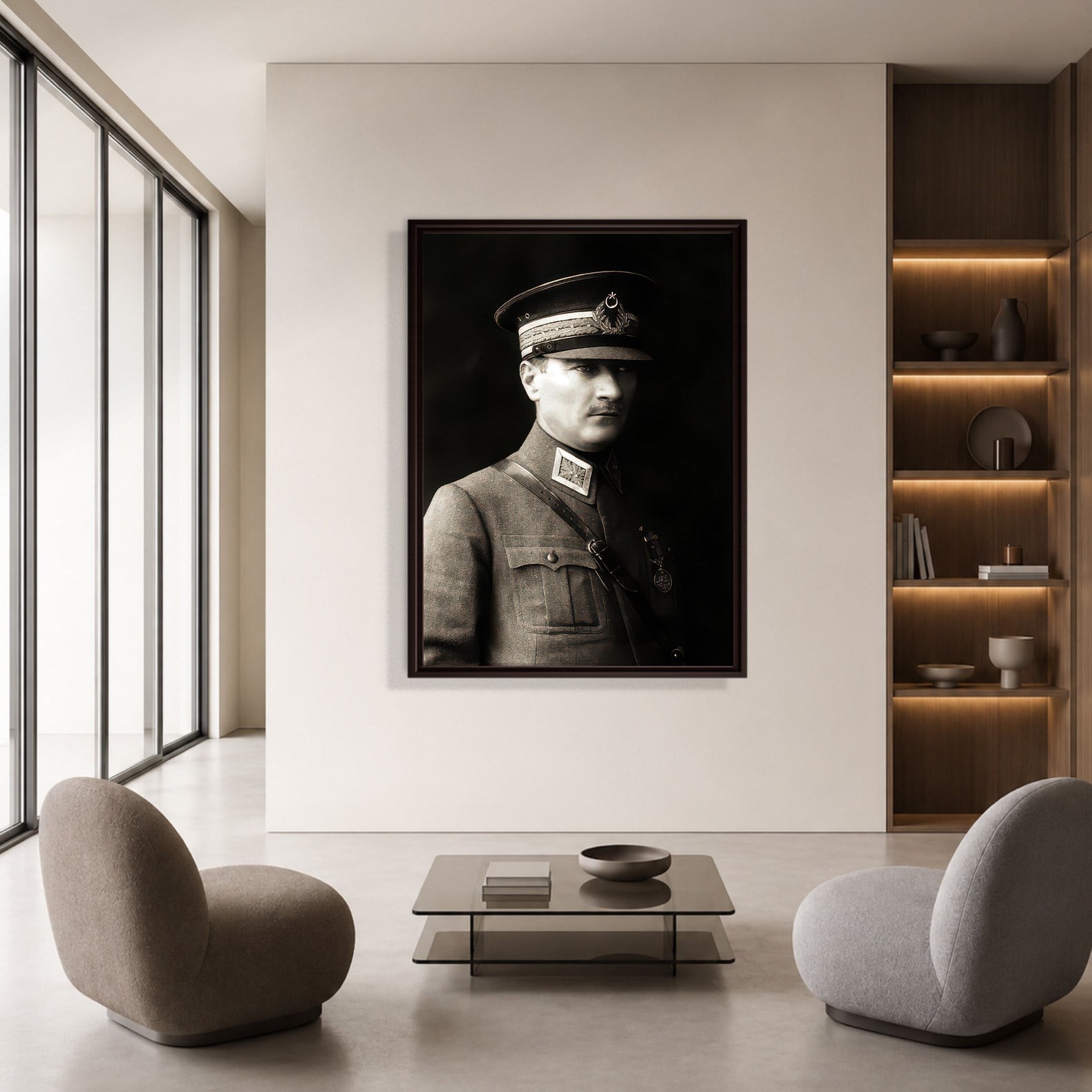 Mustafa Kemal Atatürk Askeri Üniformalı Portre Kanvas Tablo – Premium HD Baskı