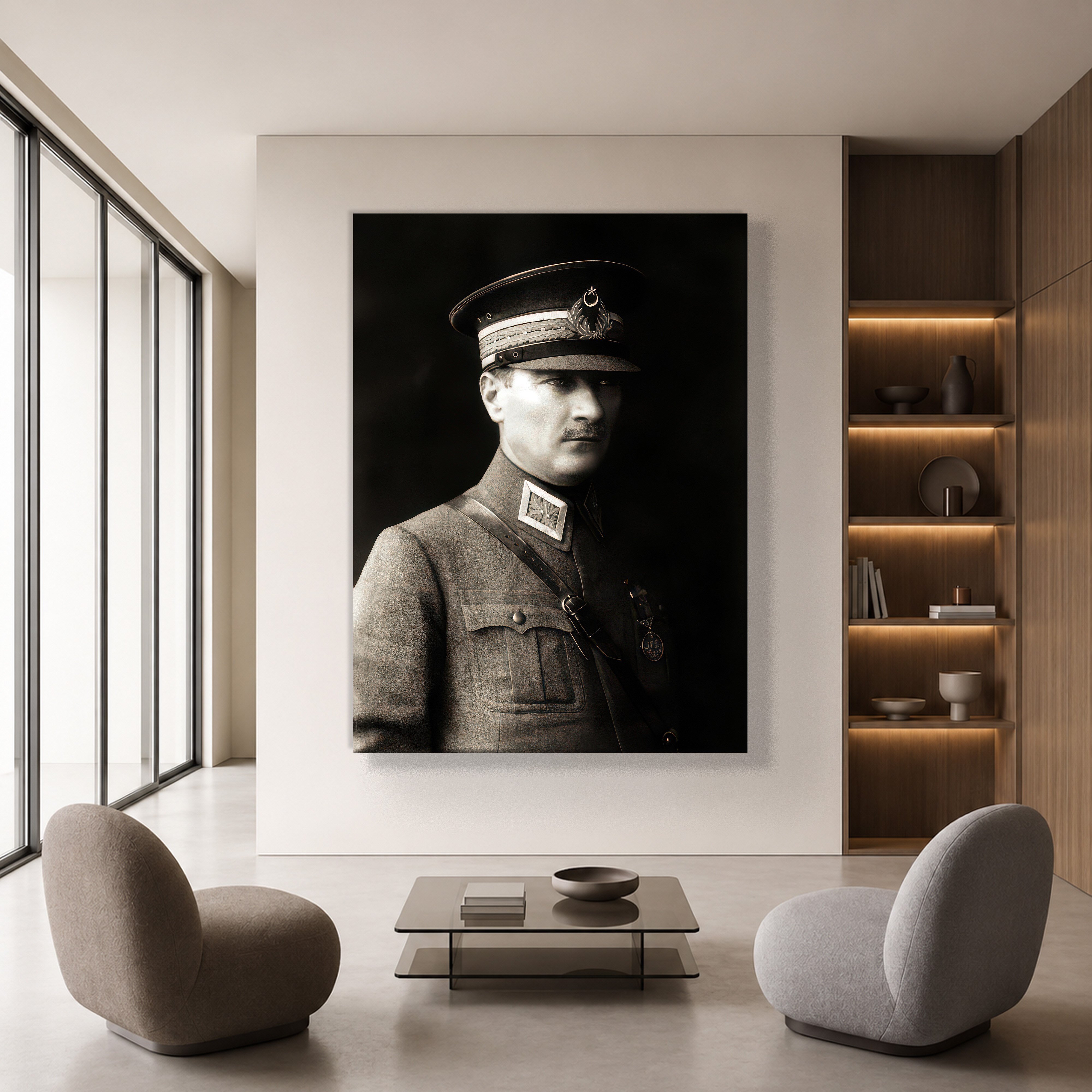 Mustafa Kemal Atatürk Askeri Üniformalı Portre Kanvas Tablo – Premium HD Baskı