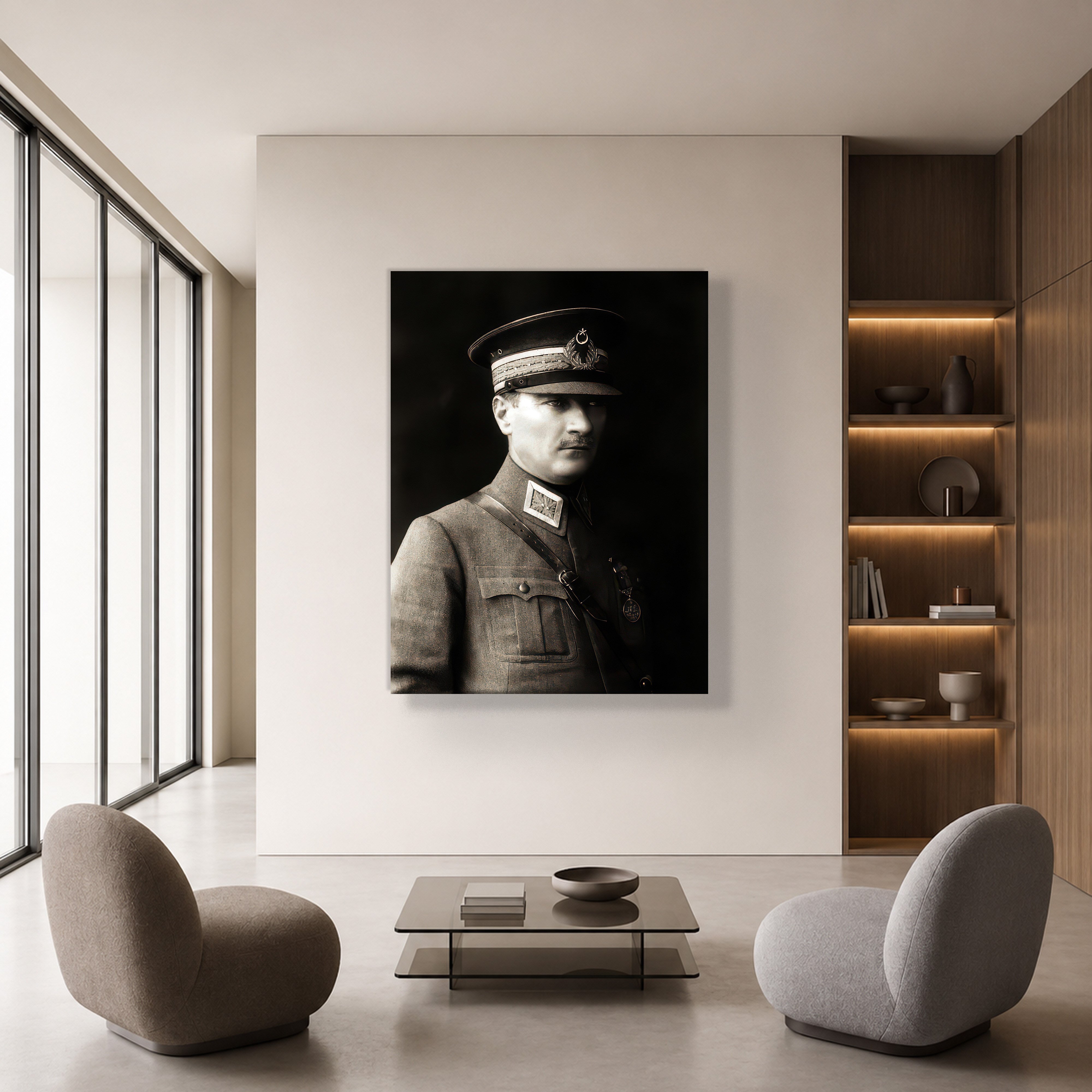 Mustafa Kemal Atatürk Askeri Üniformalı Portre Kanvas Tablo – Premium HD Baskı